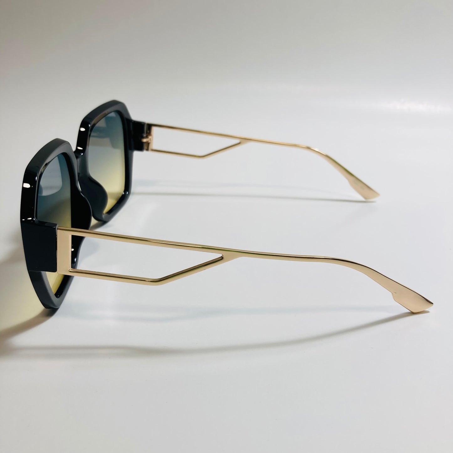 womens black blue and yellow oversize square sunglasses