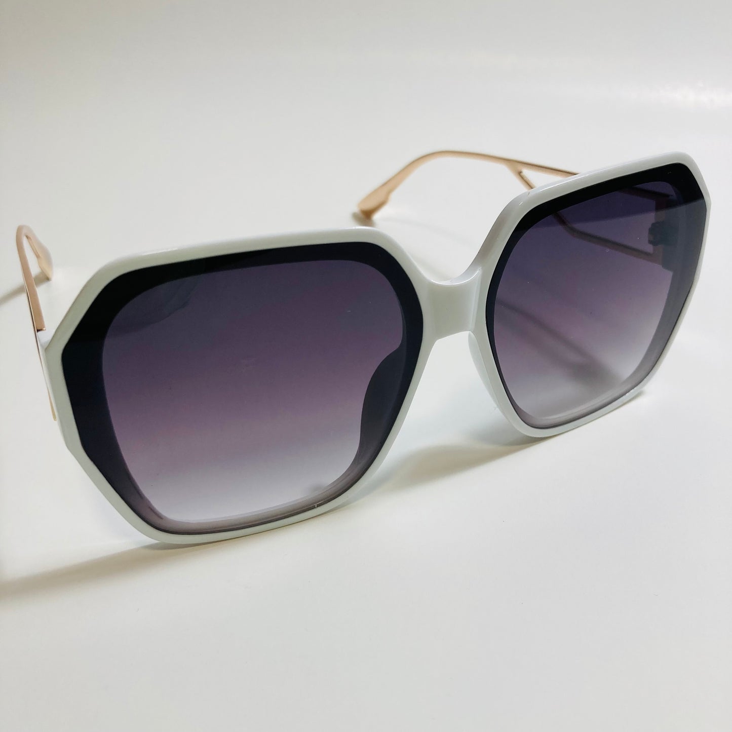 womens white gold and black oversize square sunglasses