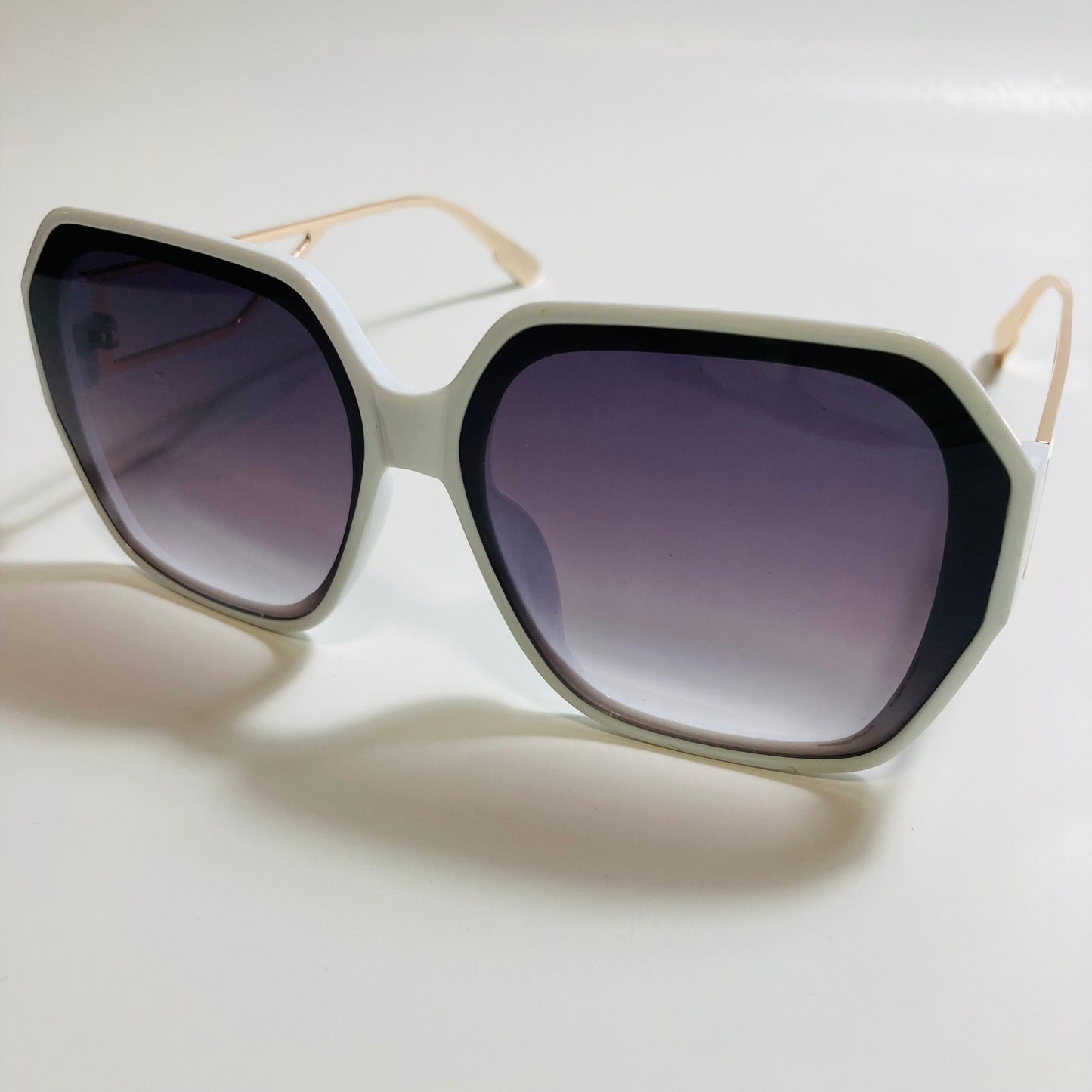 womens white gold and black oversize square sunglasses