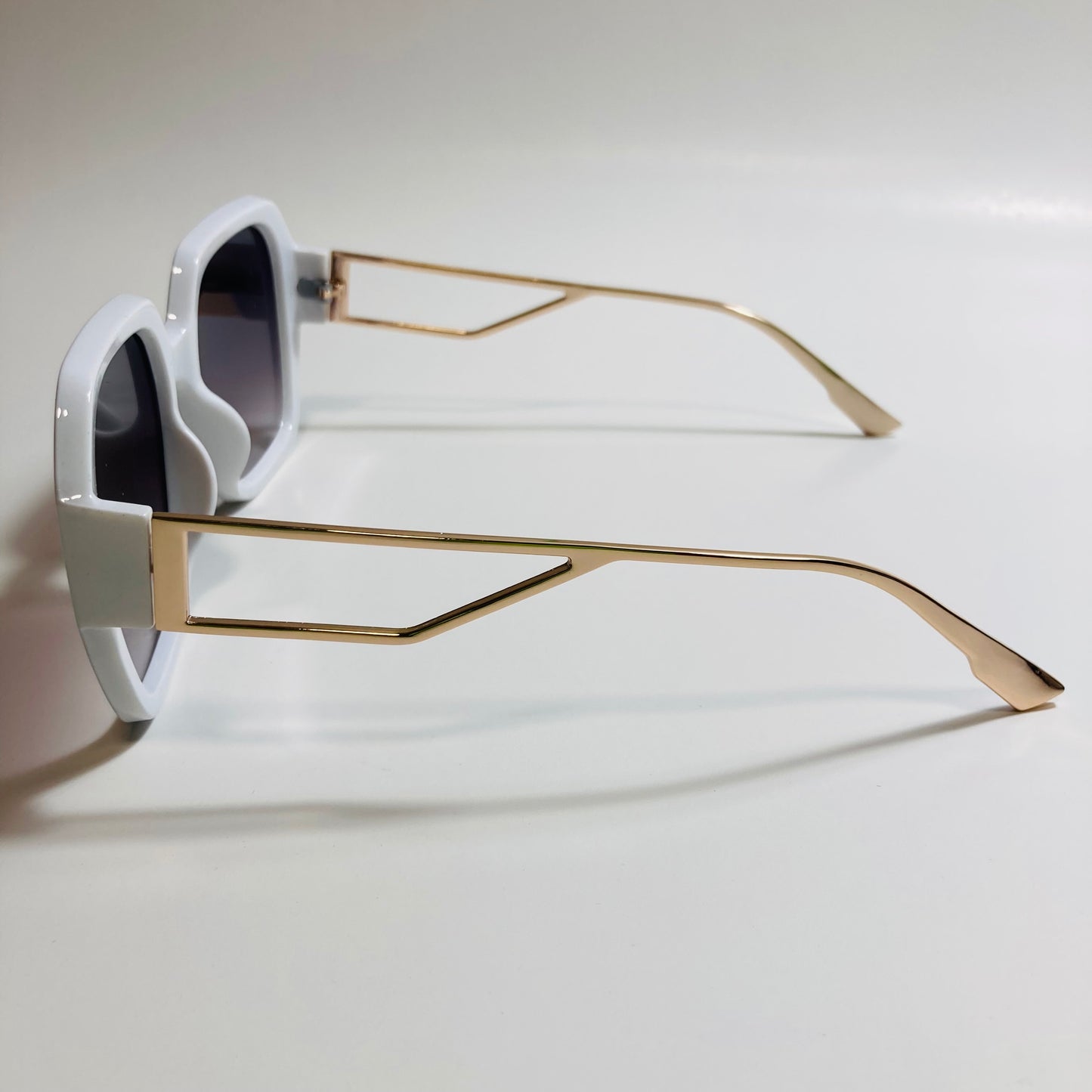 womens white gold and black oversize square sunglasses