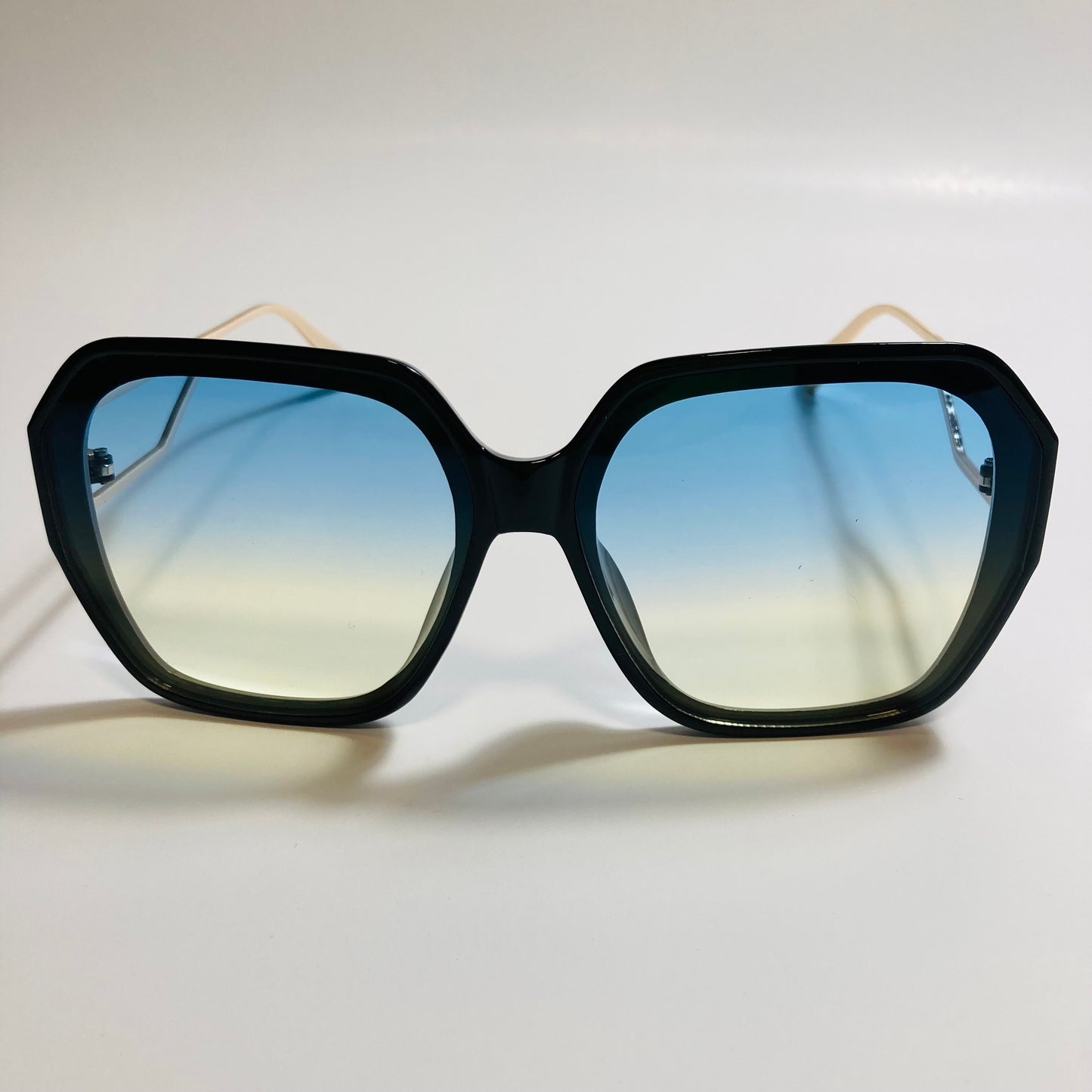 womens black blue and yellow oversize square sunglasses