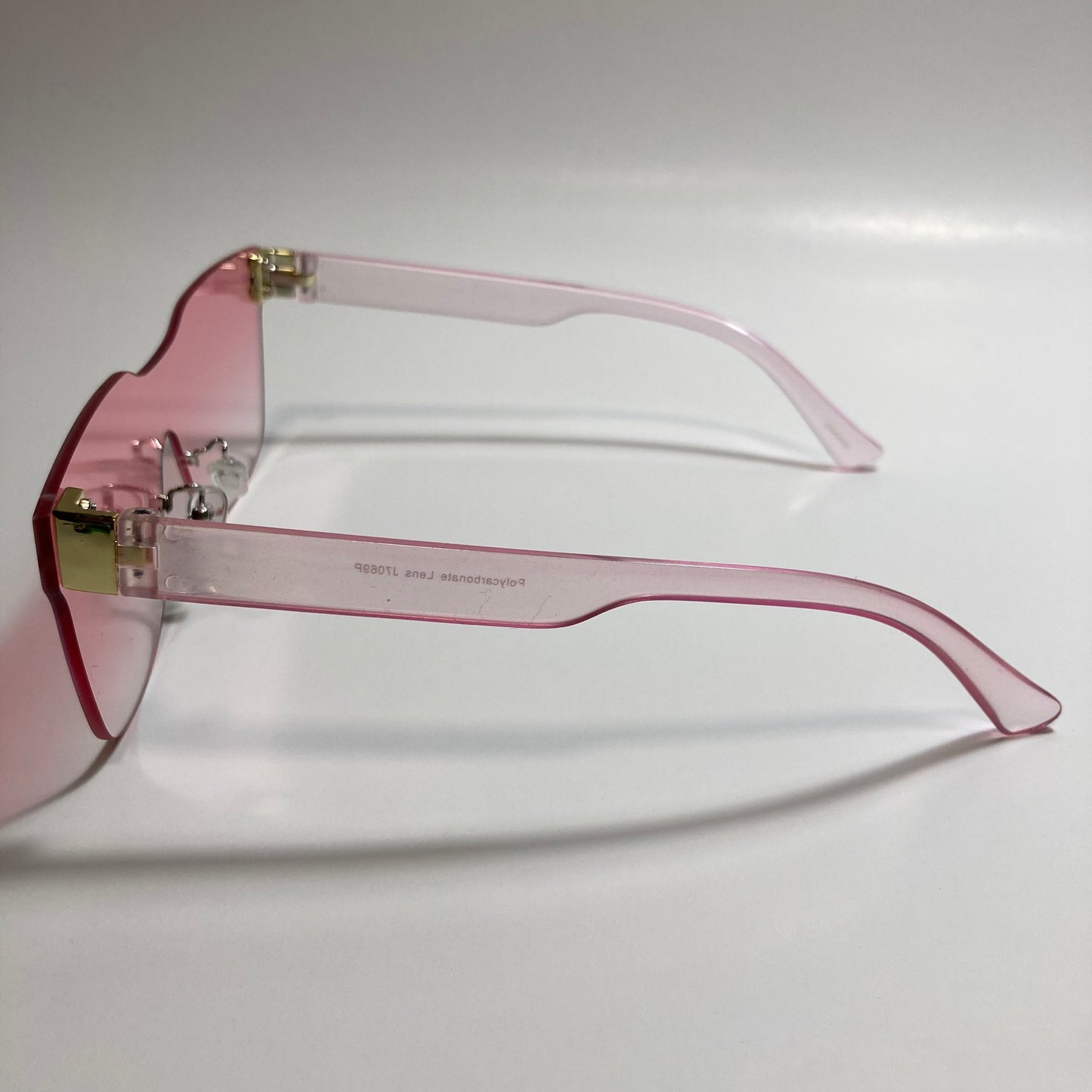 pink rimless square womens sunglasses