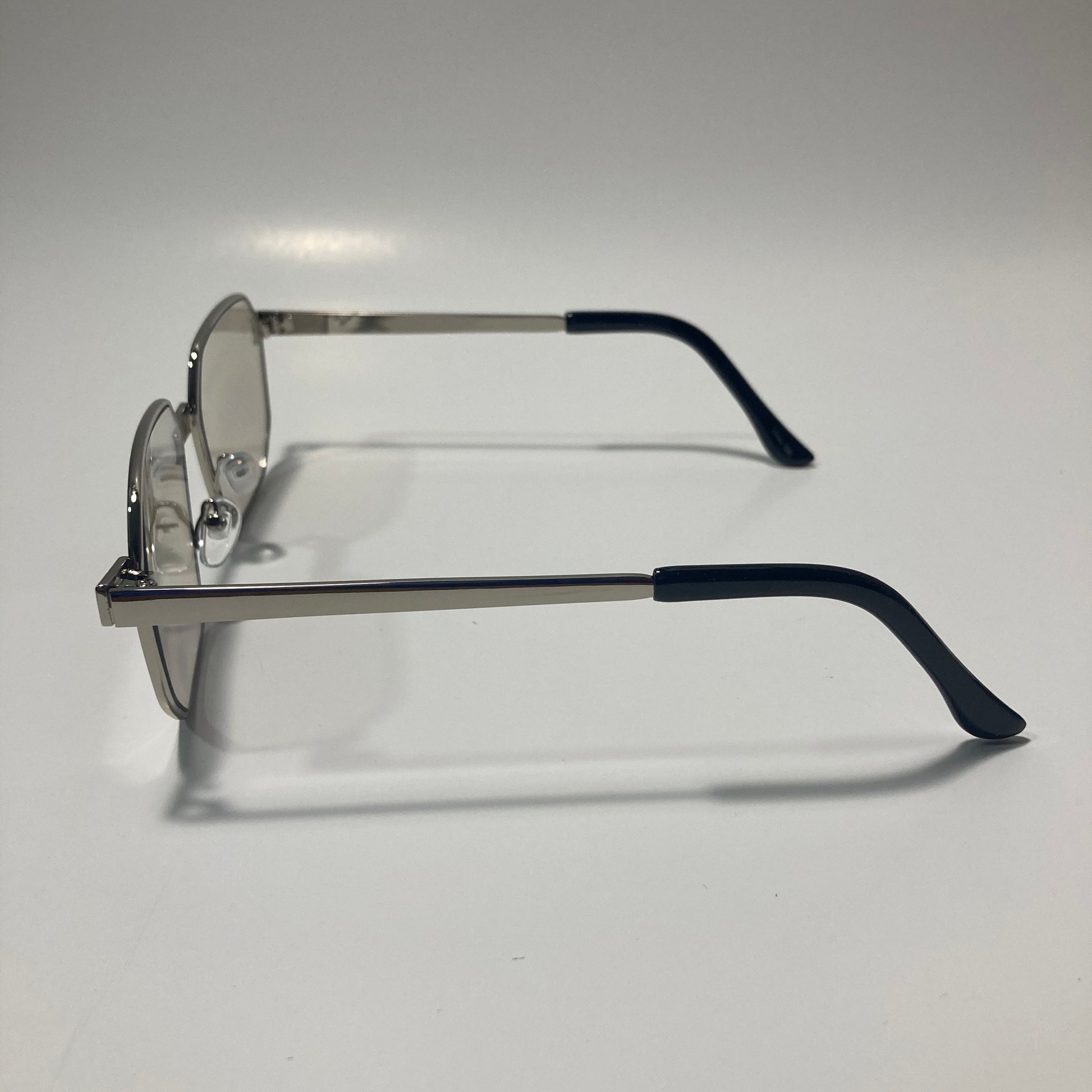 mens and womens silver and gray square sunglasses