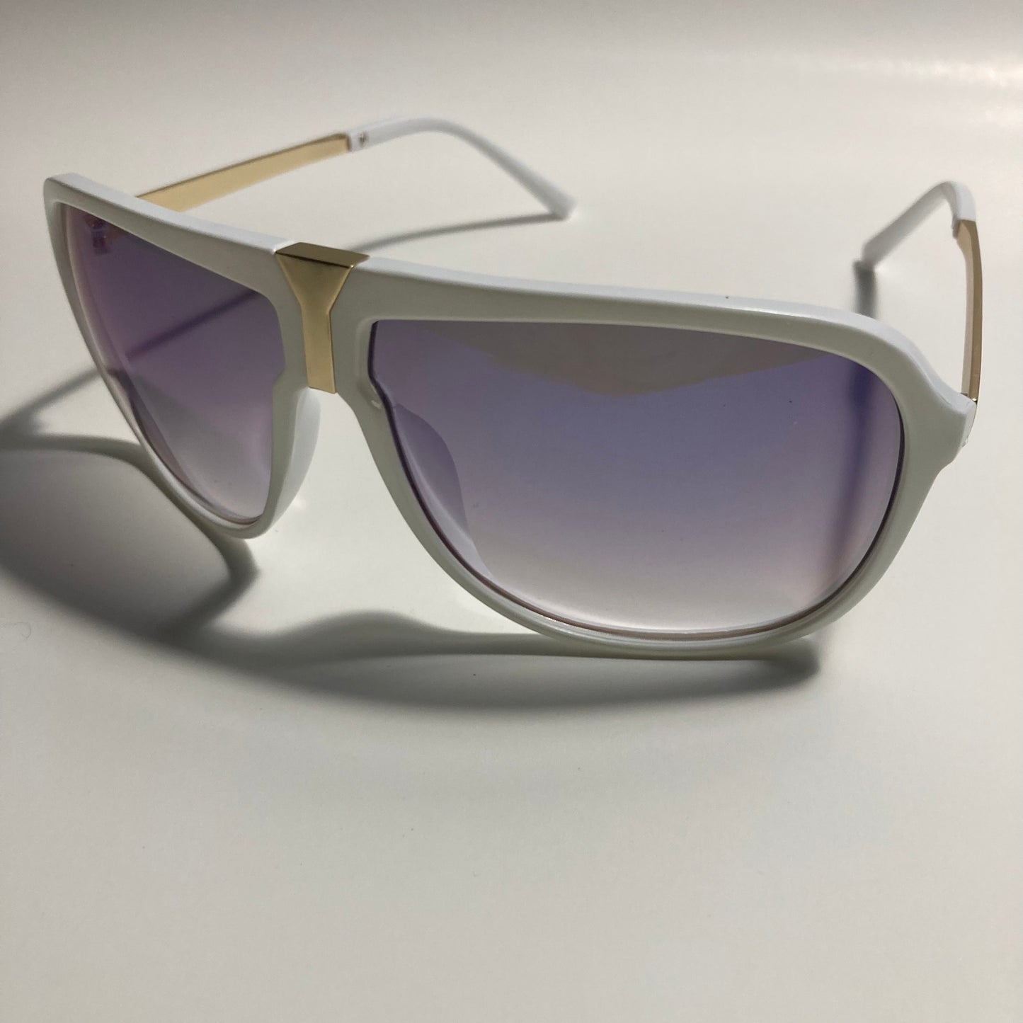 mens and womens white and blue mirrored aviator sunglasses