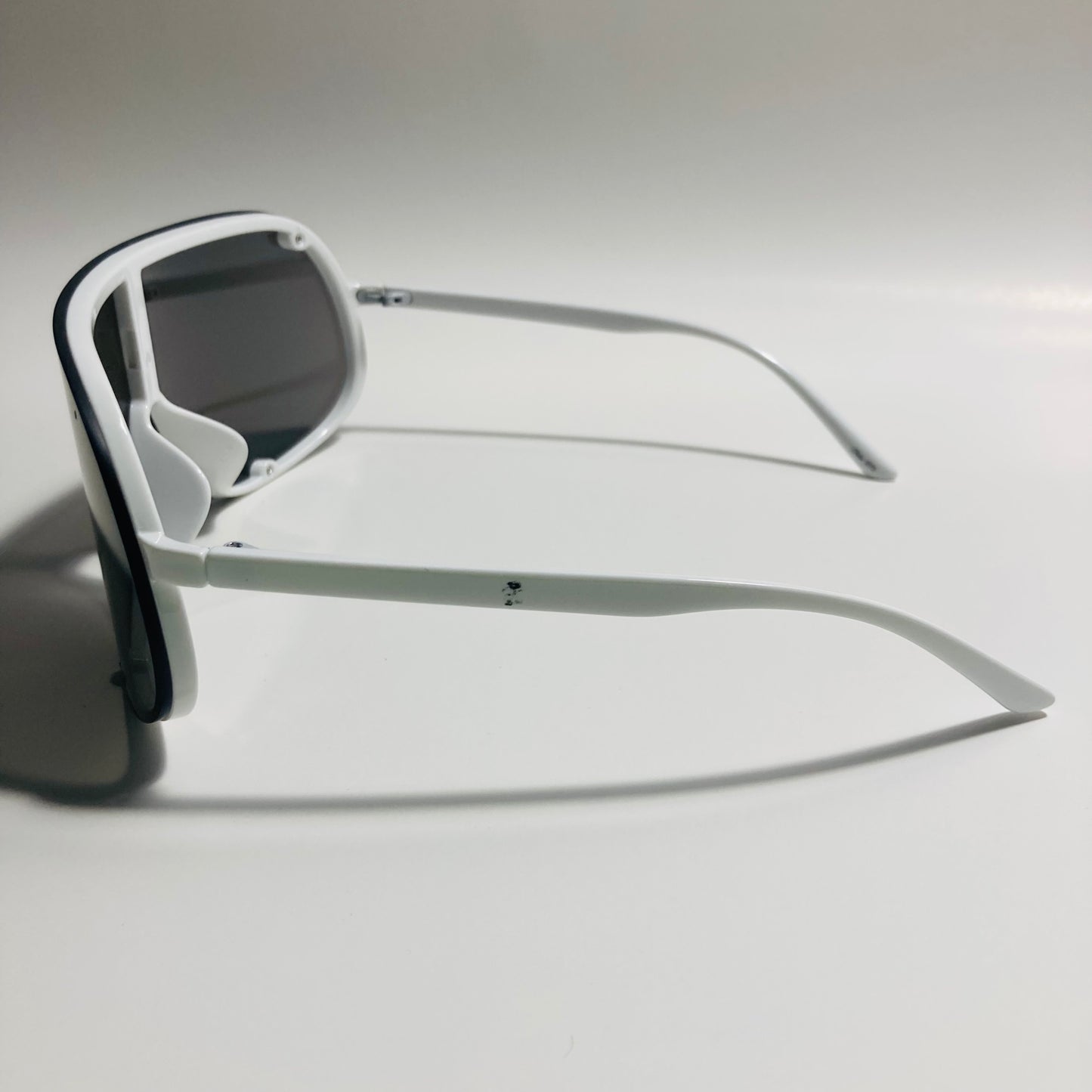 mens and womens white and blue mirrored shield sunglasses