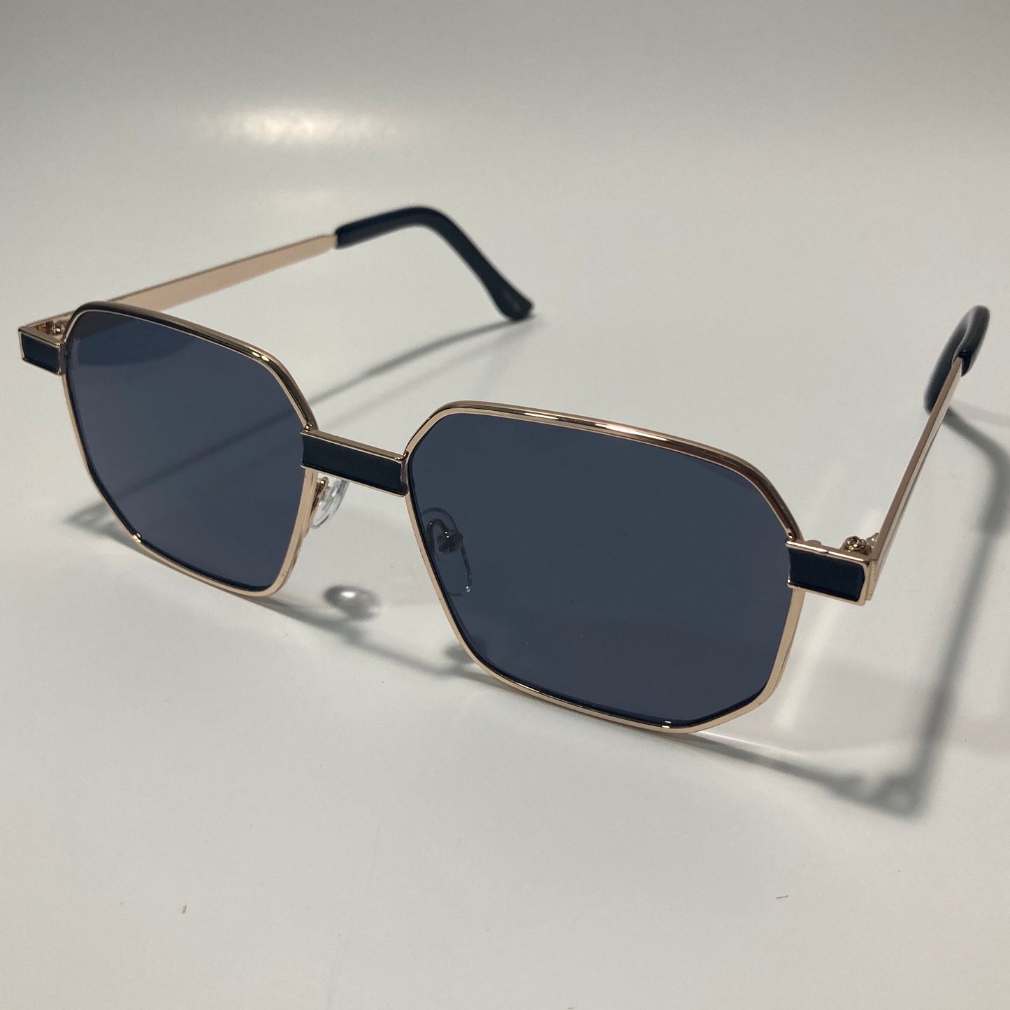 mens and womens black and gold square sunglasses