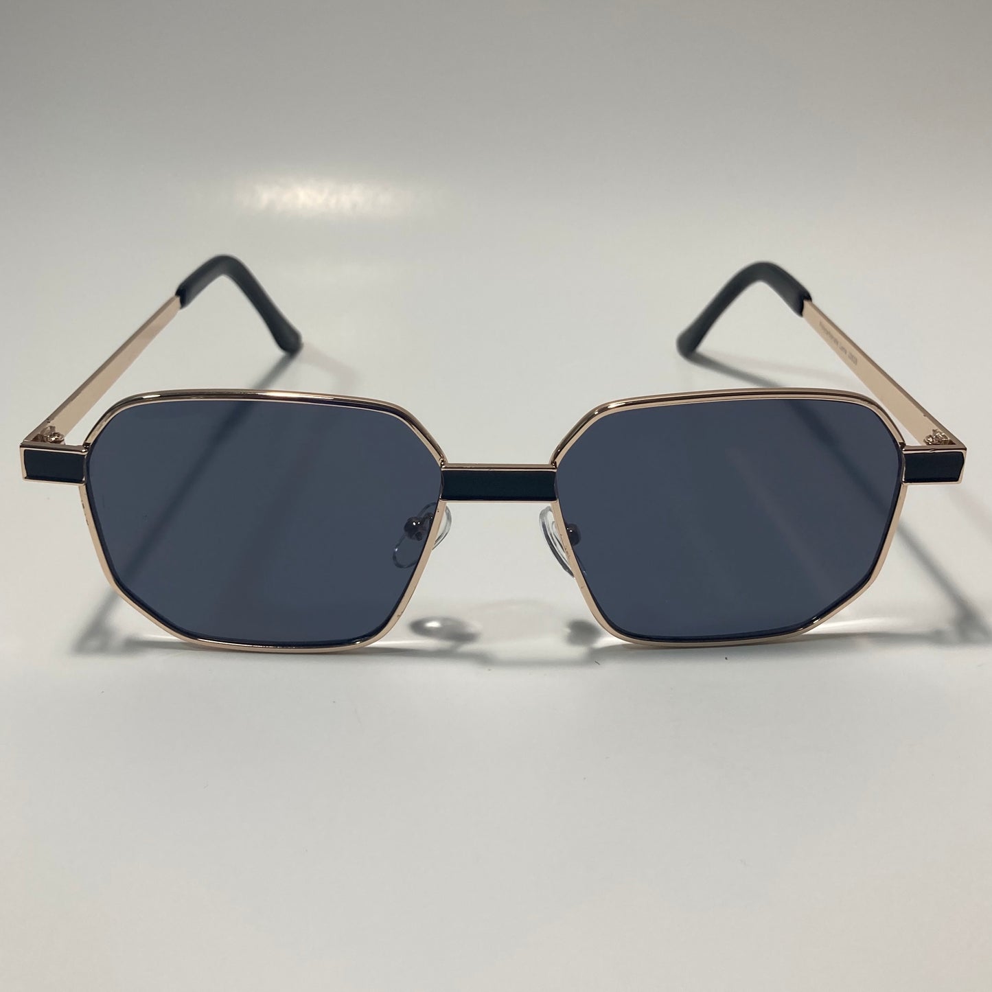 mens and womens black and gold square sunglasses