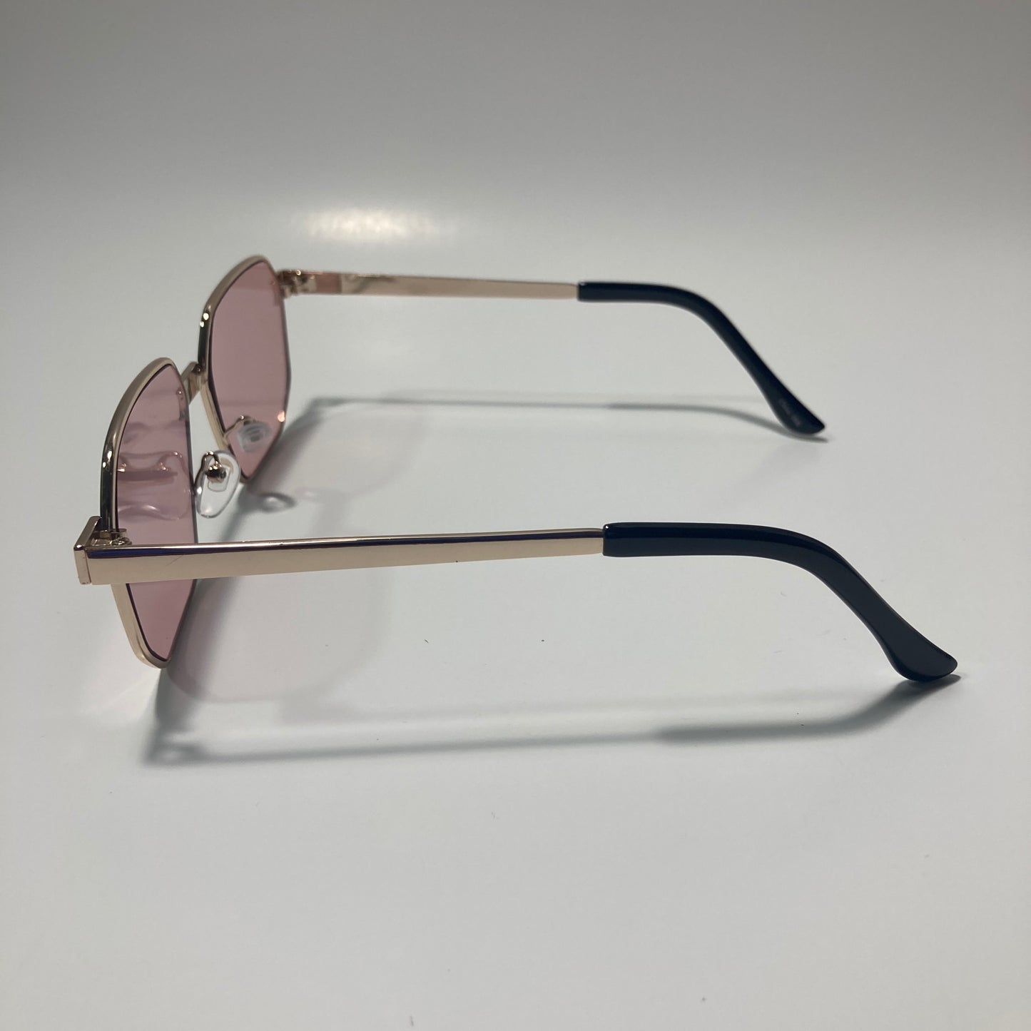mens and womens pink and gold square sunglasses