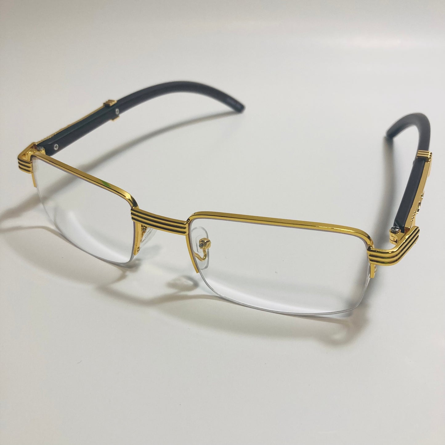 mens and womens gold rectangle eyeglasses