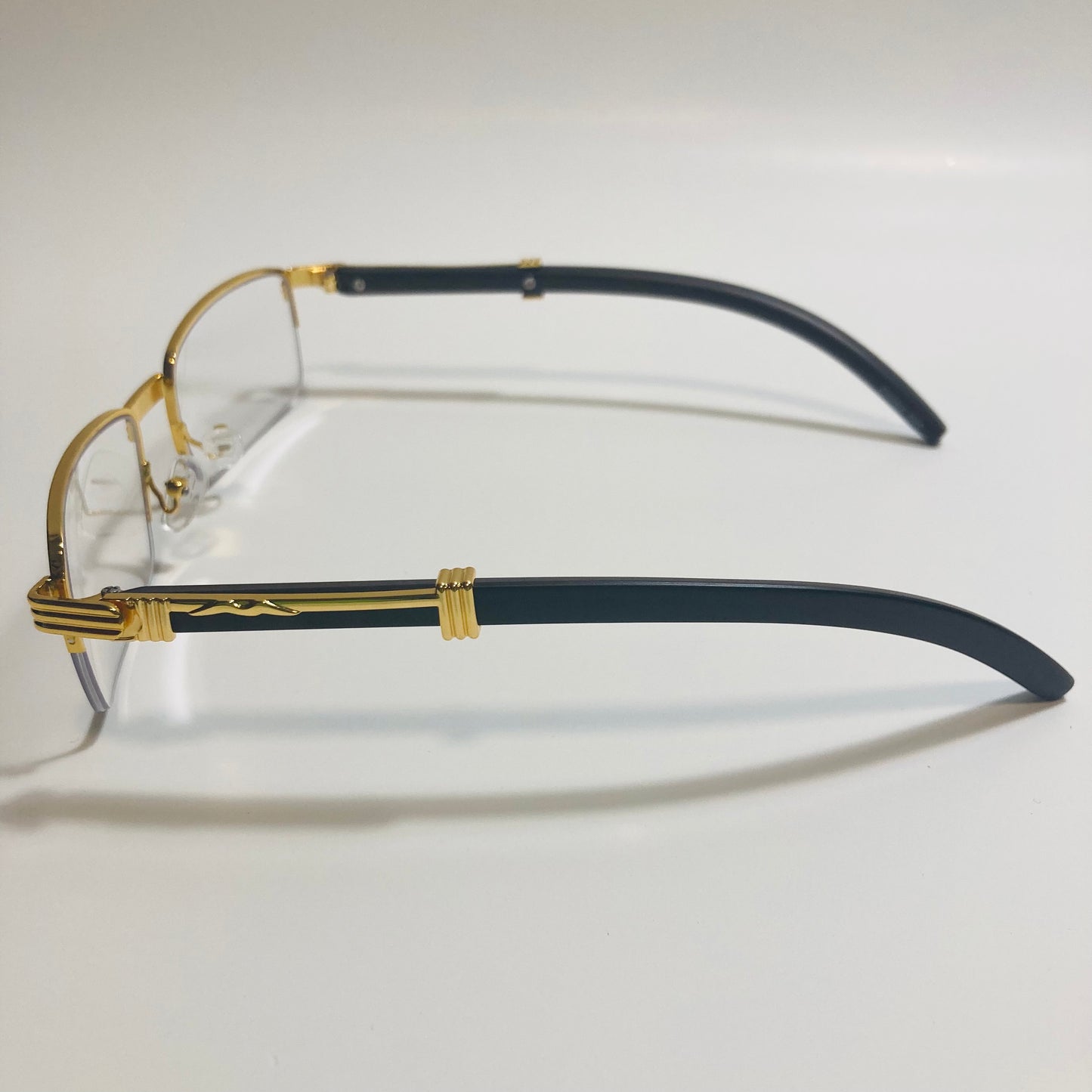 mens and womens gold rectangle eyeglasses