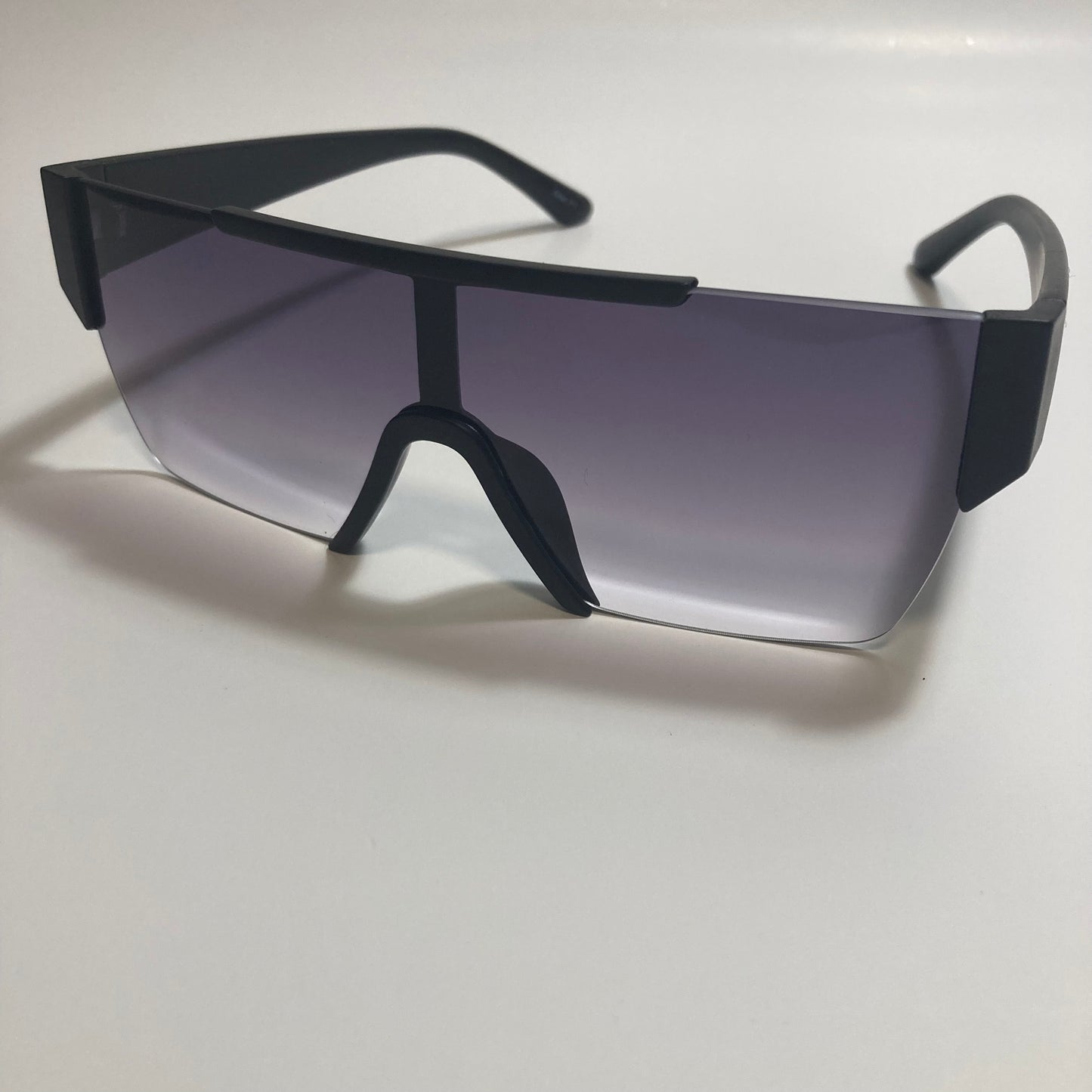 womens and mens black half rim square sunglasses