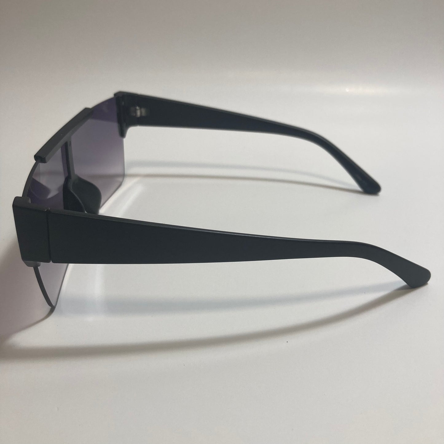 womens and mens black half rim square sunglasses