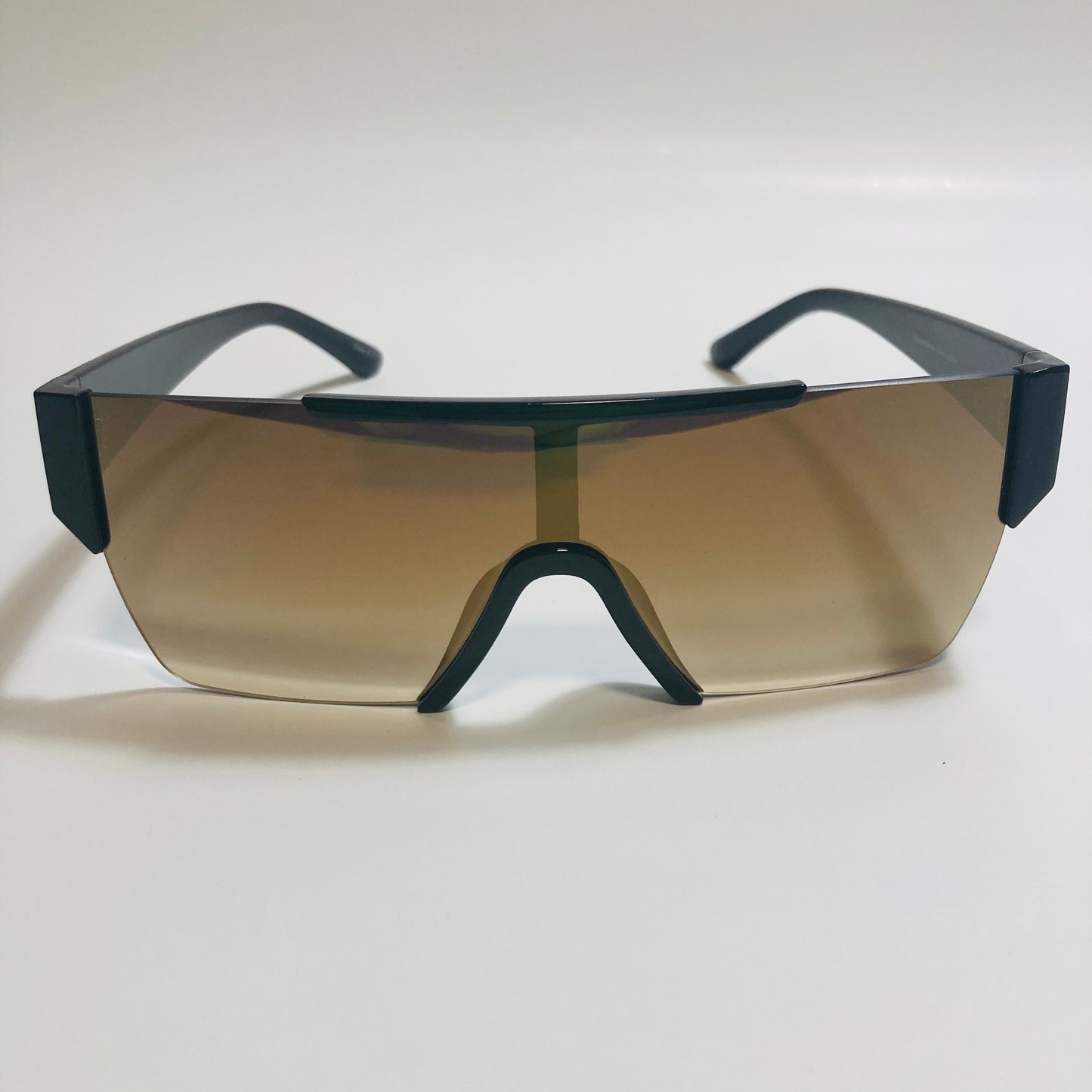 womens and mens black and brown half rim square sunglasses