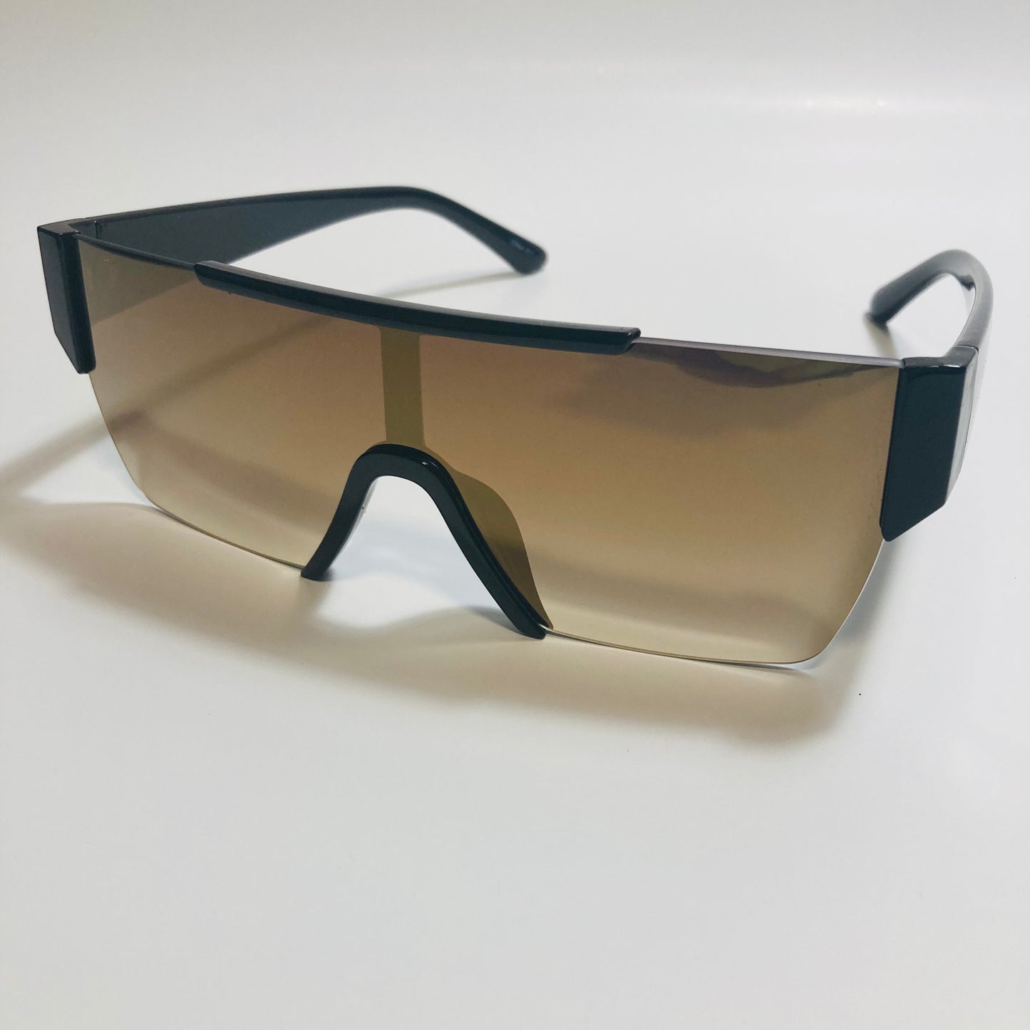 womens and mens black and brown half rim square sunglasses