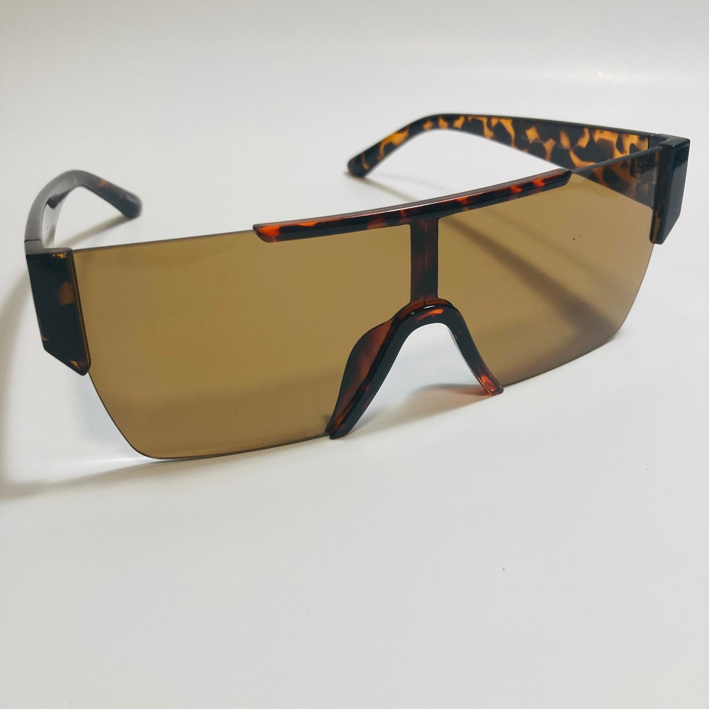 womens and mens brown half rim square sunglasses