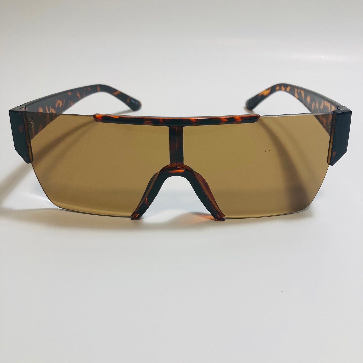 womens and mens brown half rim square sunglasses