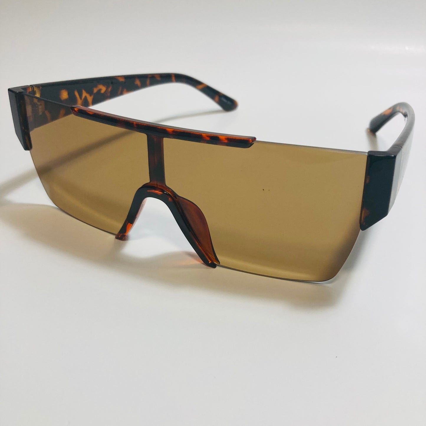 womens and mens brown half rim square sunglasses