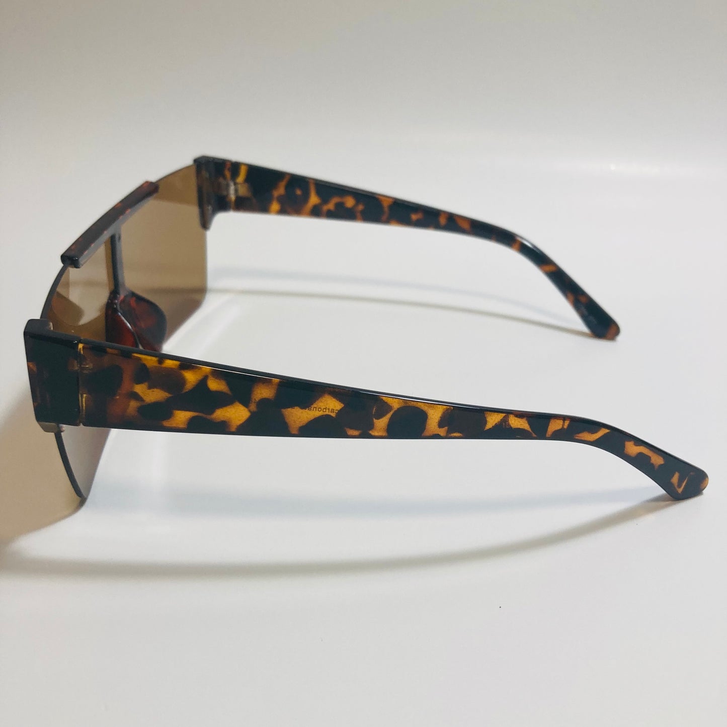 womens and mens brown half rim square sunglasses