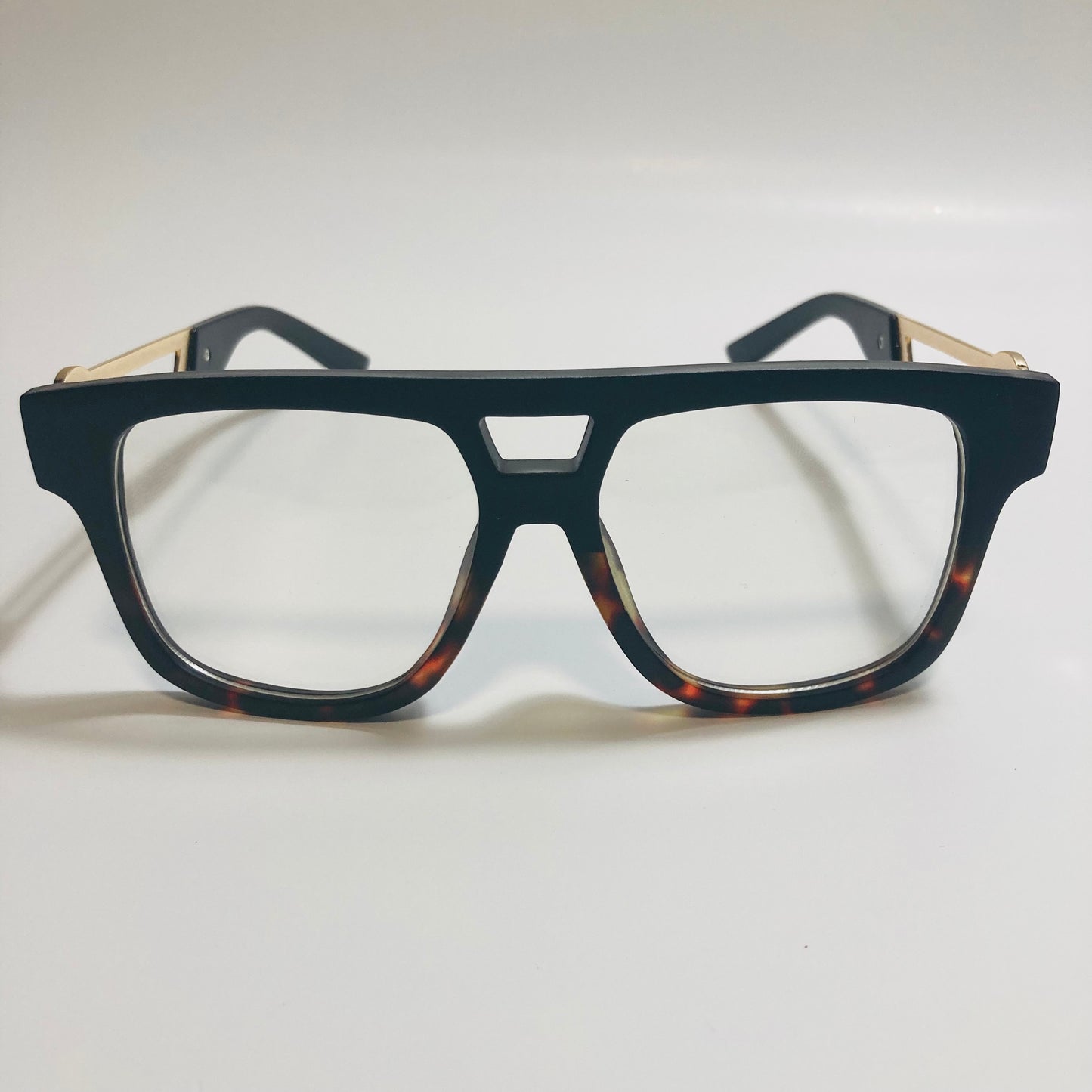 mens and womens black brown and gold fake glasses
