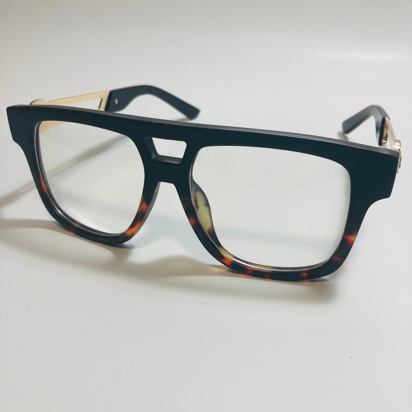 mens and womens black brown and gold fake glasses