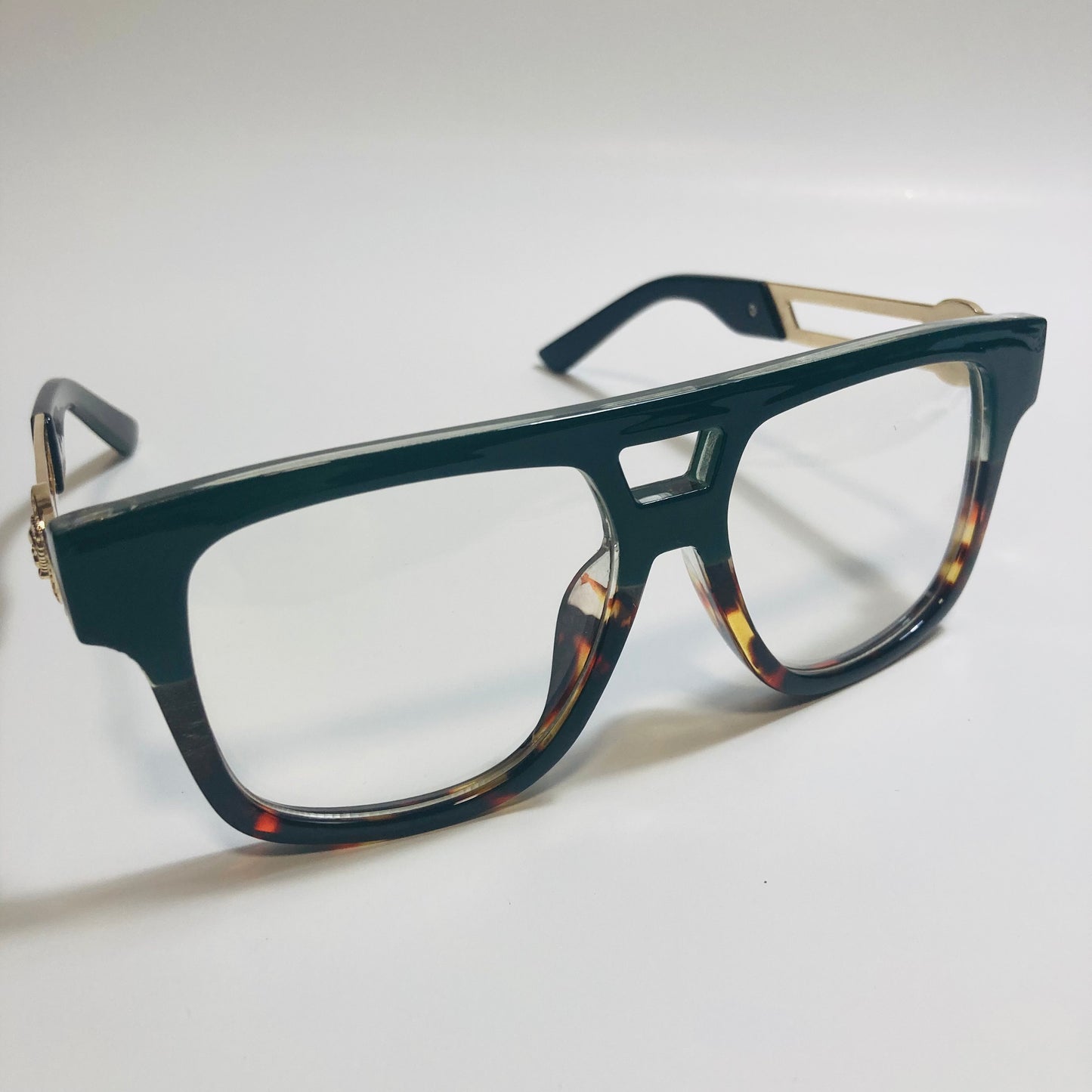 mens and womens black brown and gold fake glasses