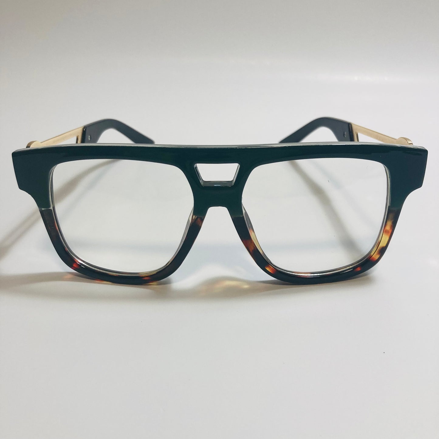 mens and womens black brown and gold fake glasses