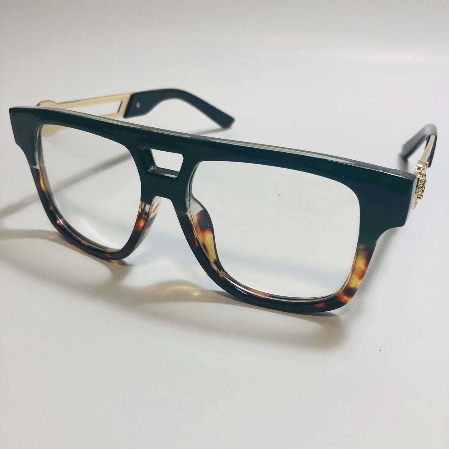 mens and womens black brown and gold fake glasses