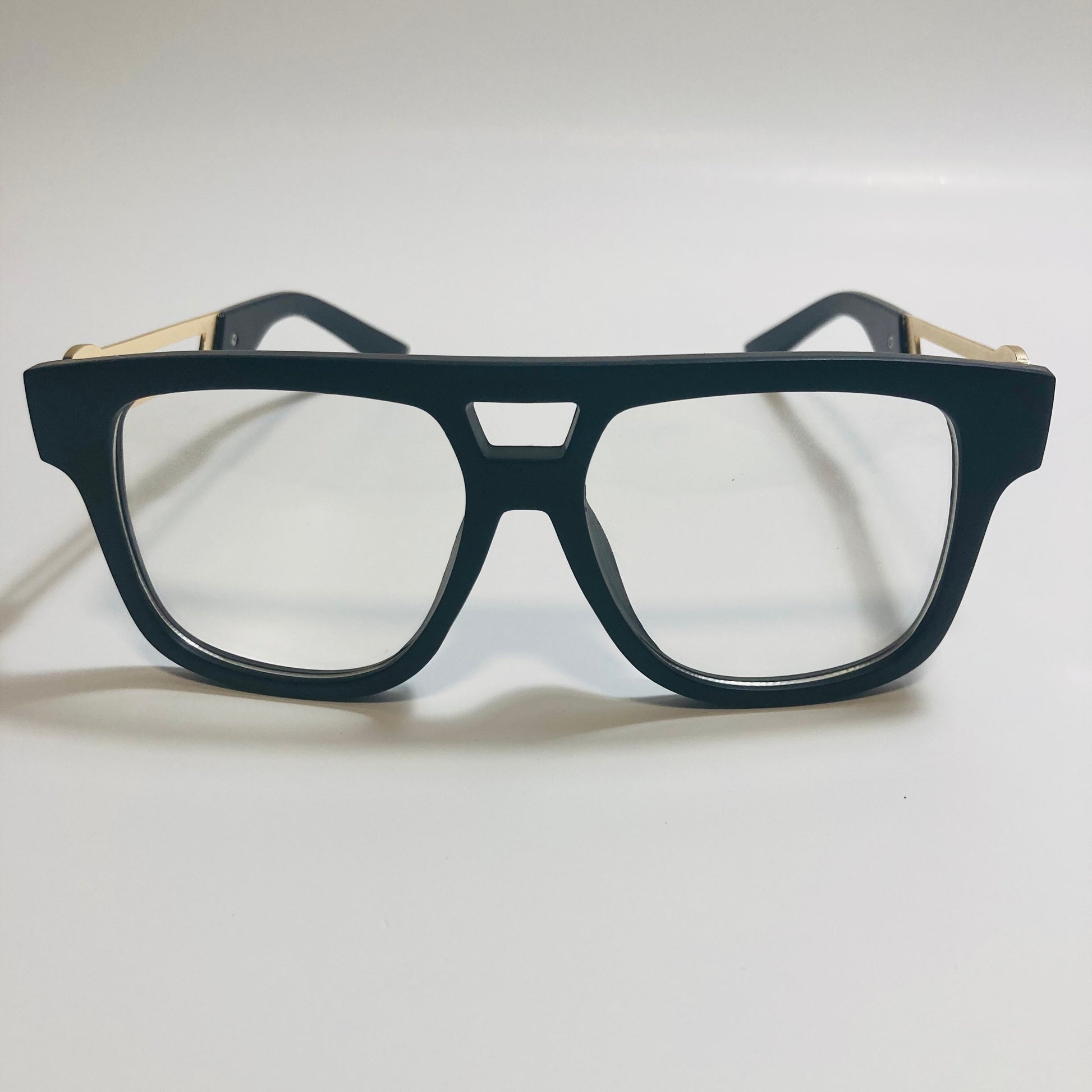 mens and womens black and gold fake glasses