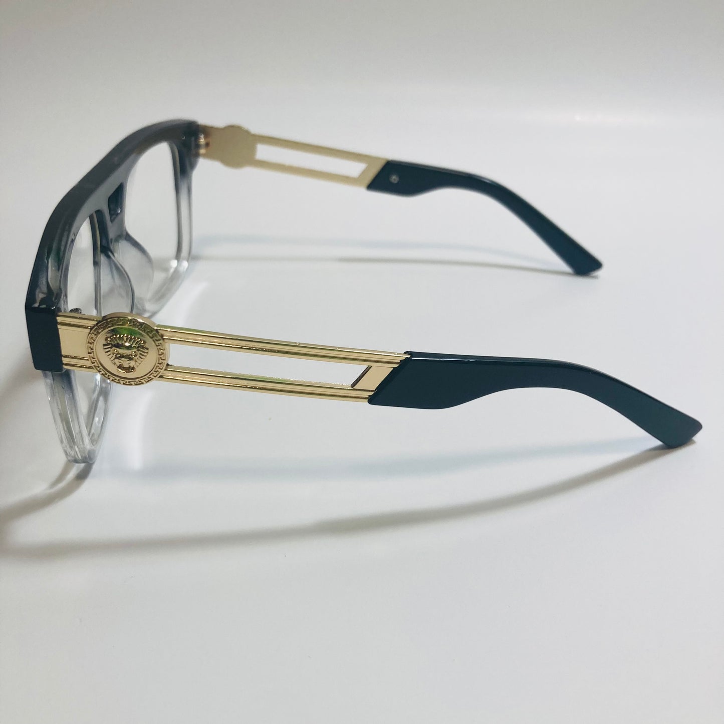 mens and womens black clear and gold fake glasses