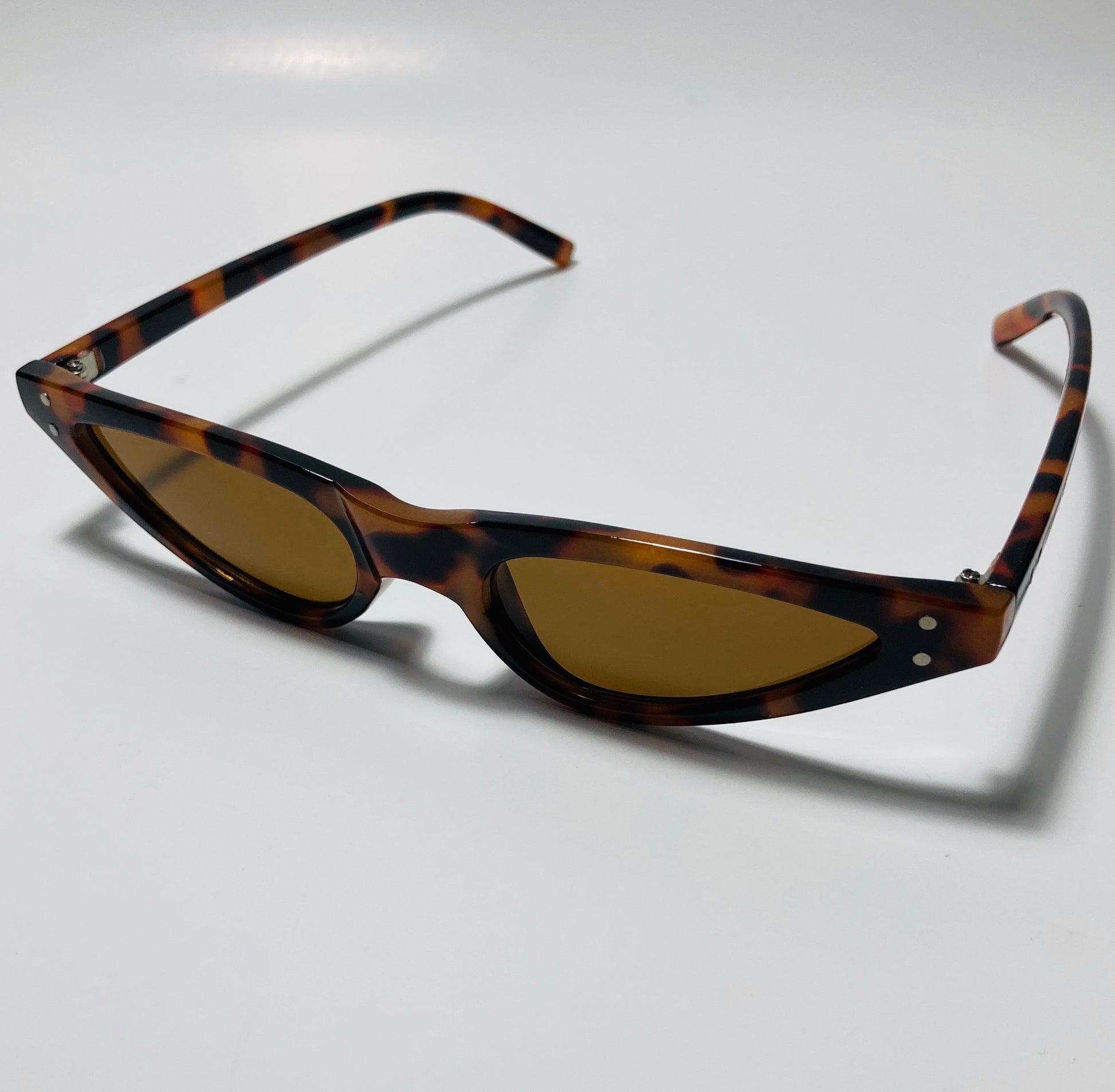 womens brown skinny cat eye sunglasses