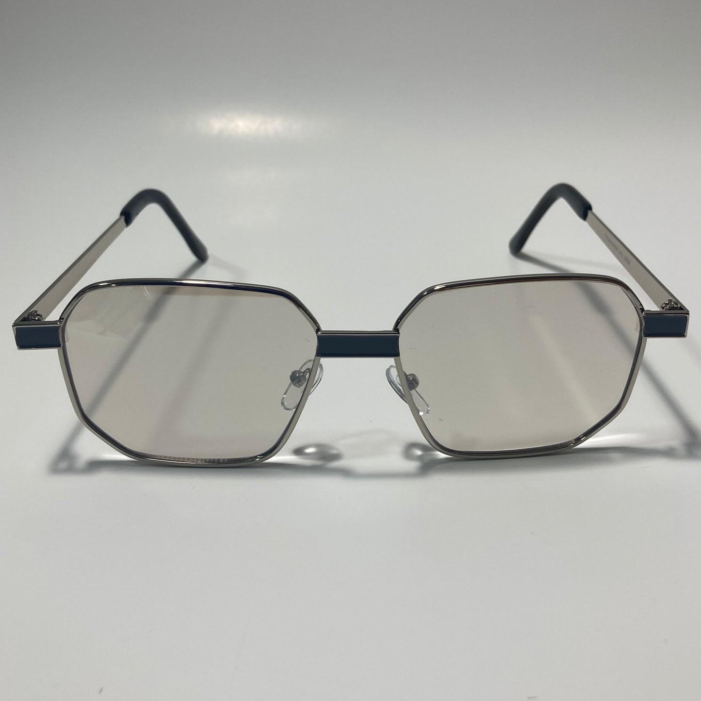 mens and womens silver and gray square sunglasses