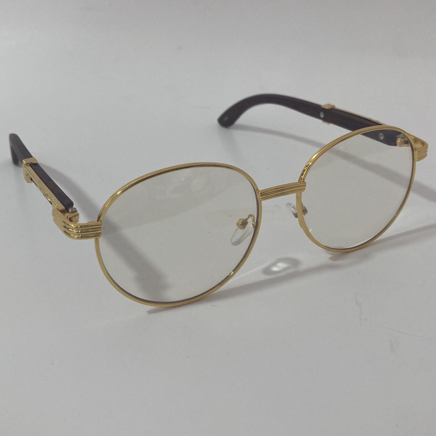 womens and mens gold round sunglasses