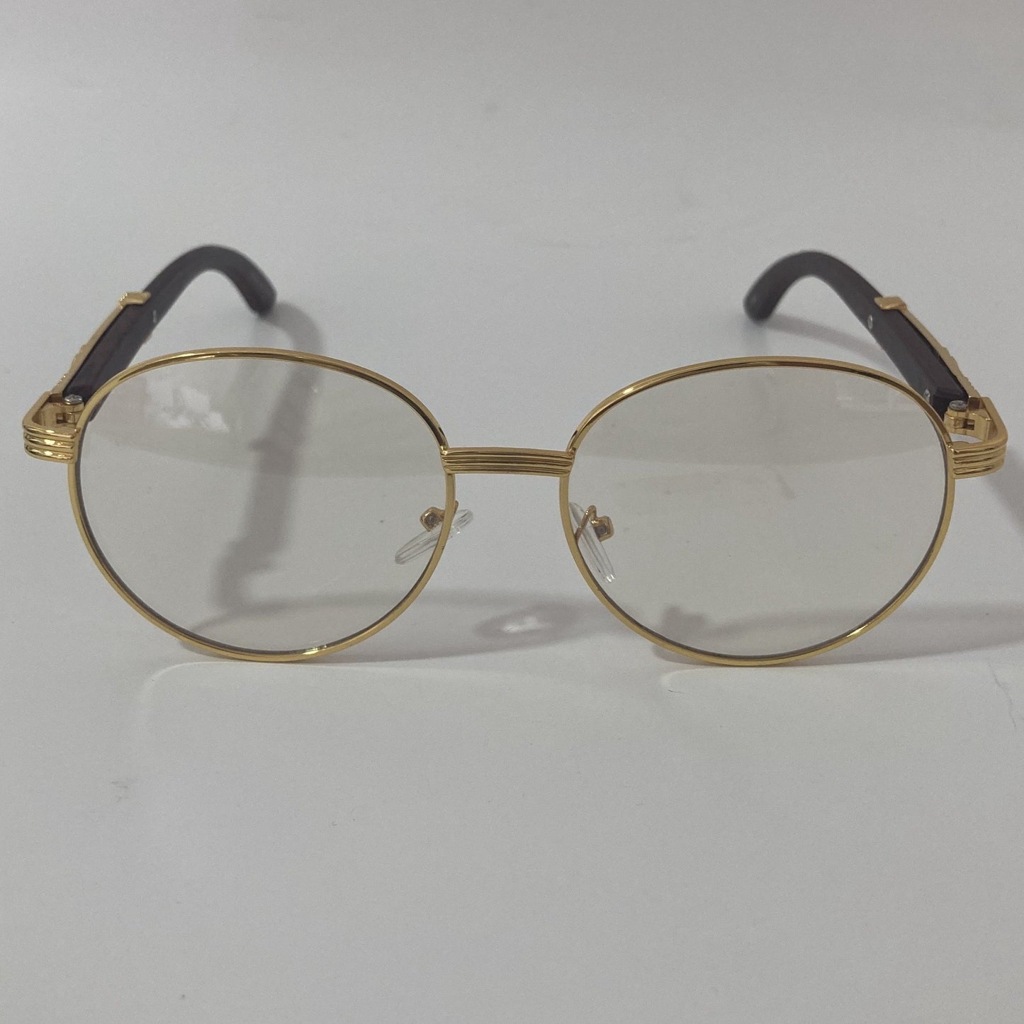 womens and mens gold round sunglasses