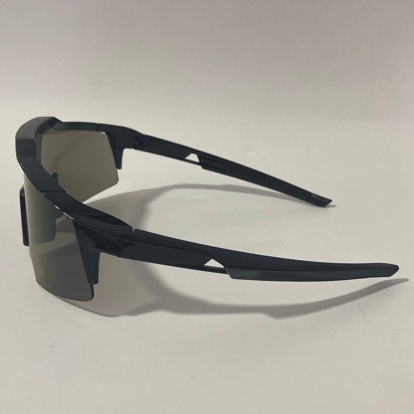 mens black and blue mirrored shield wrap around sunglasses