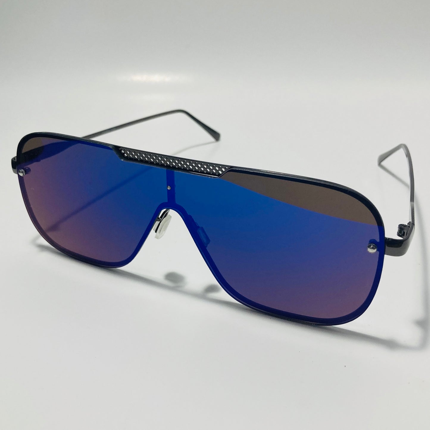 mens and womens black and blue mirrored aviator sunglasses