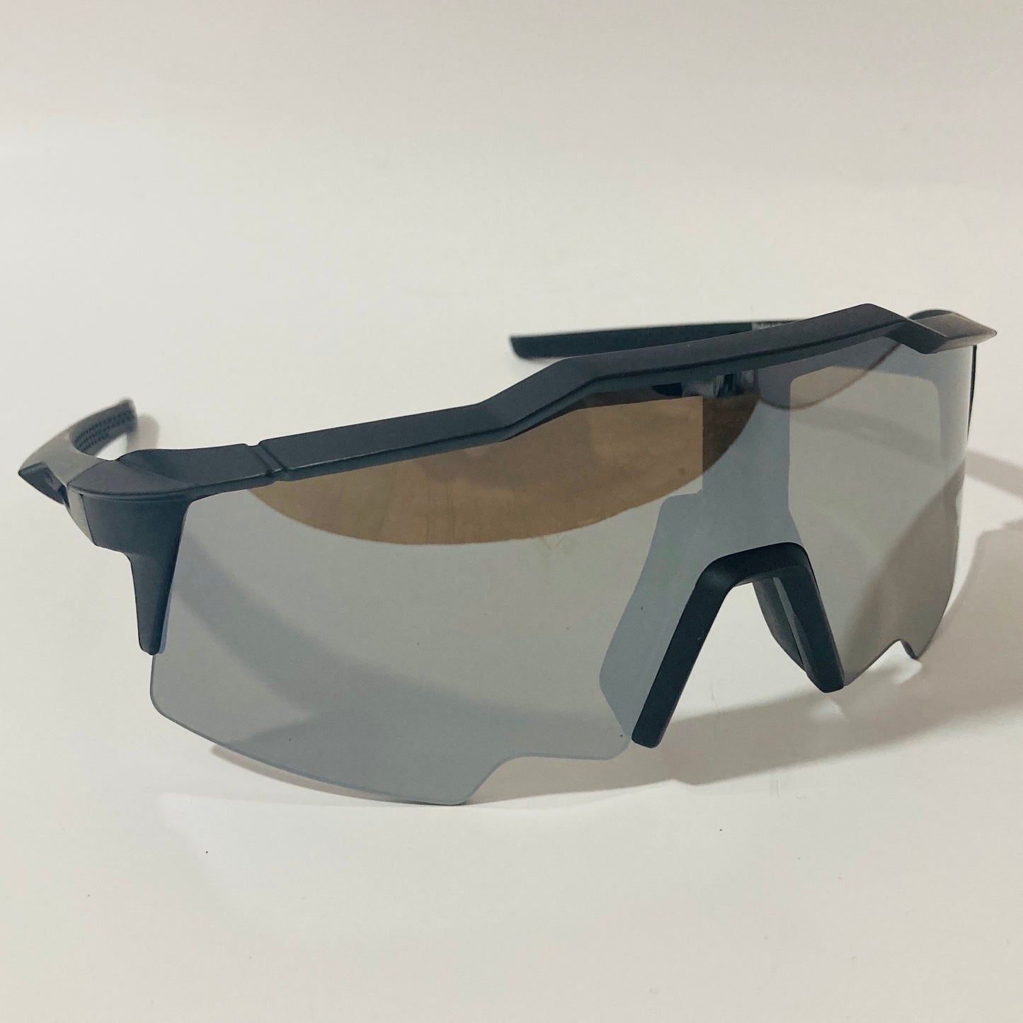 mens black and silver mirrored shield wrap around sunglasses