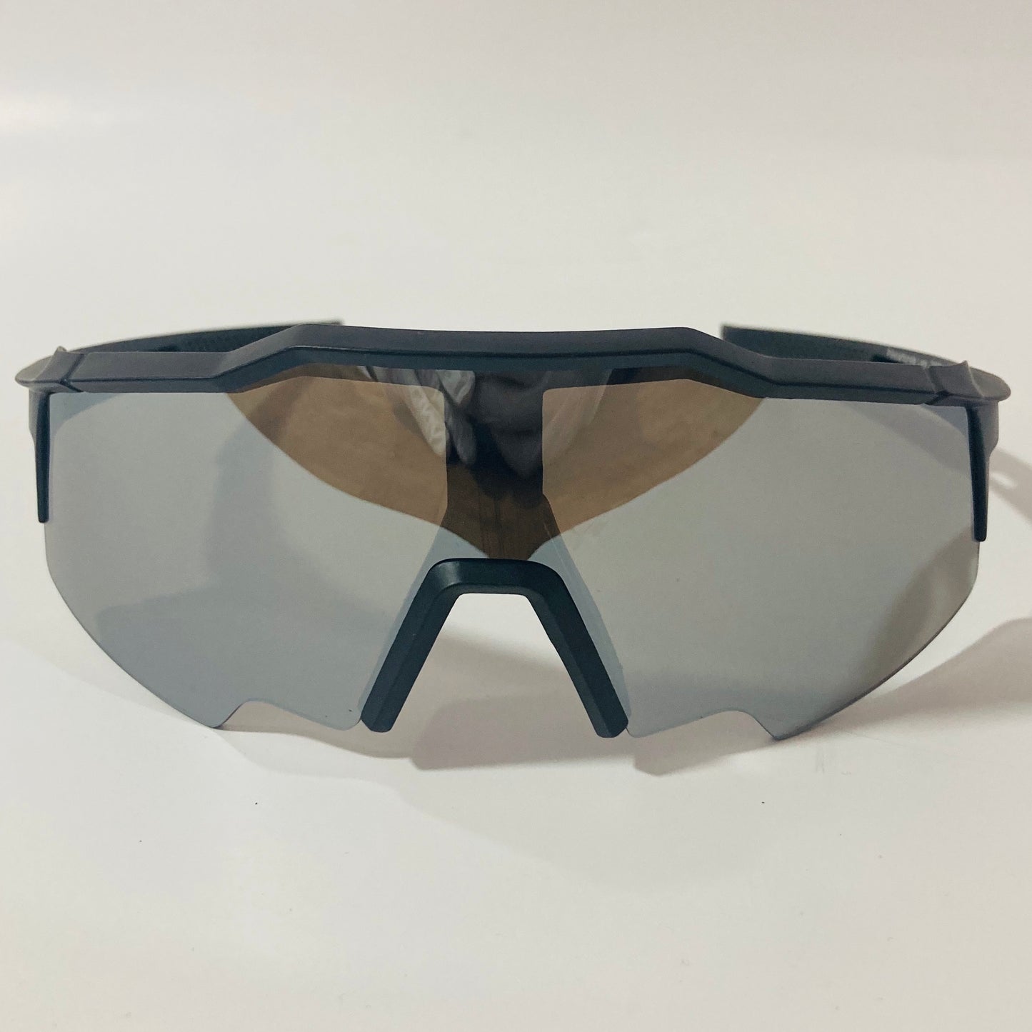 mens black and silver mirrored shield wrap around sunglasses