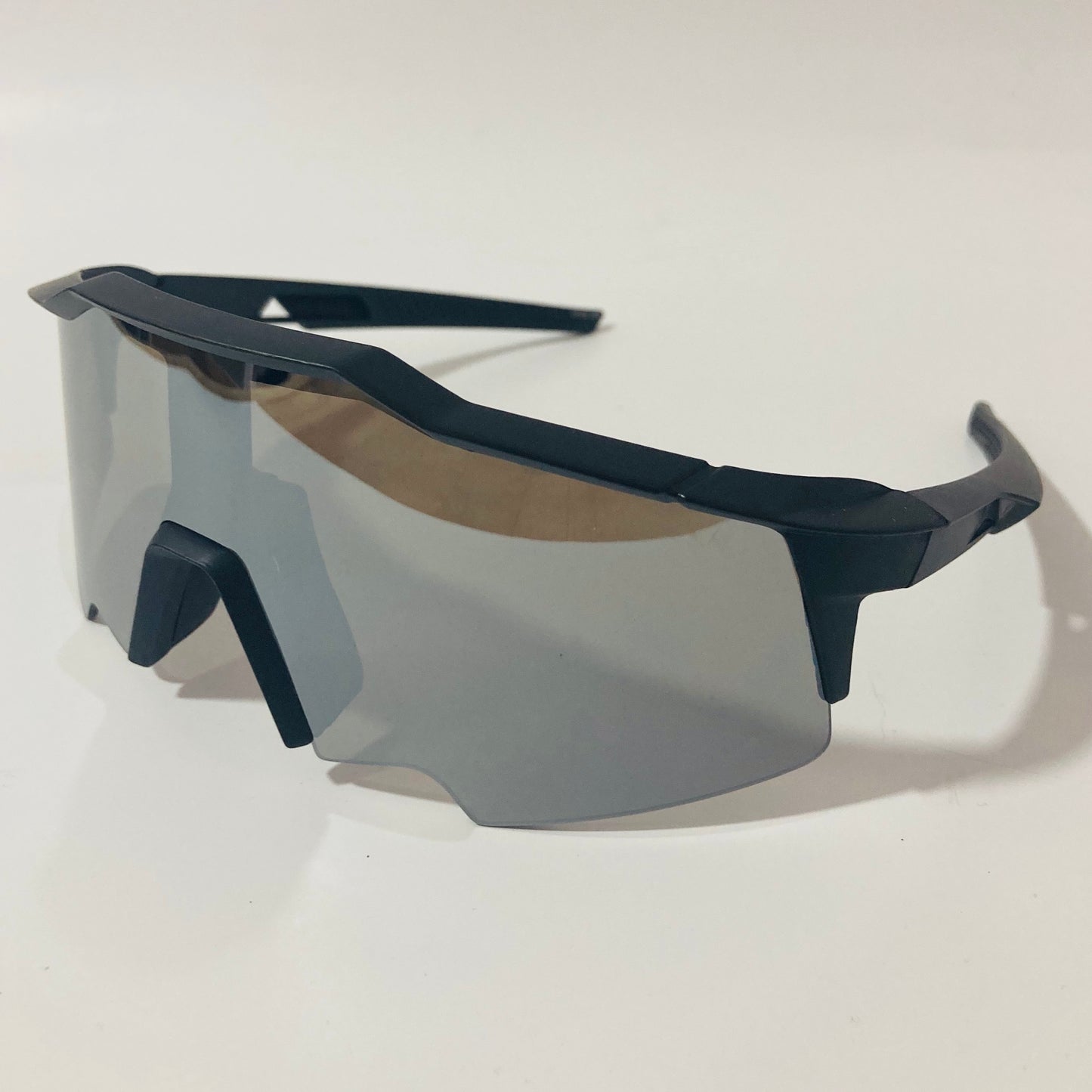 mens black and silver mirrored shield wrap around sunglasses