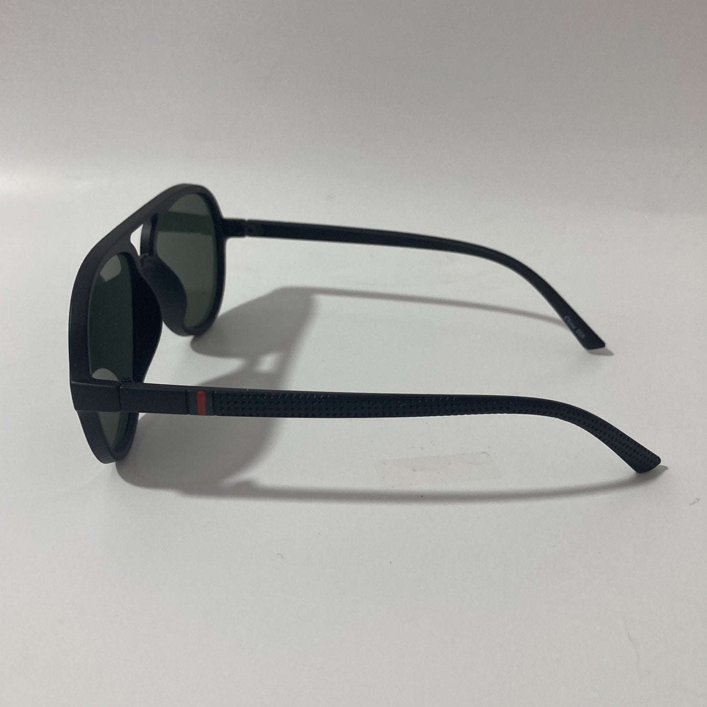 mens and womens black aviator sunglasses with green lenses