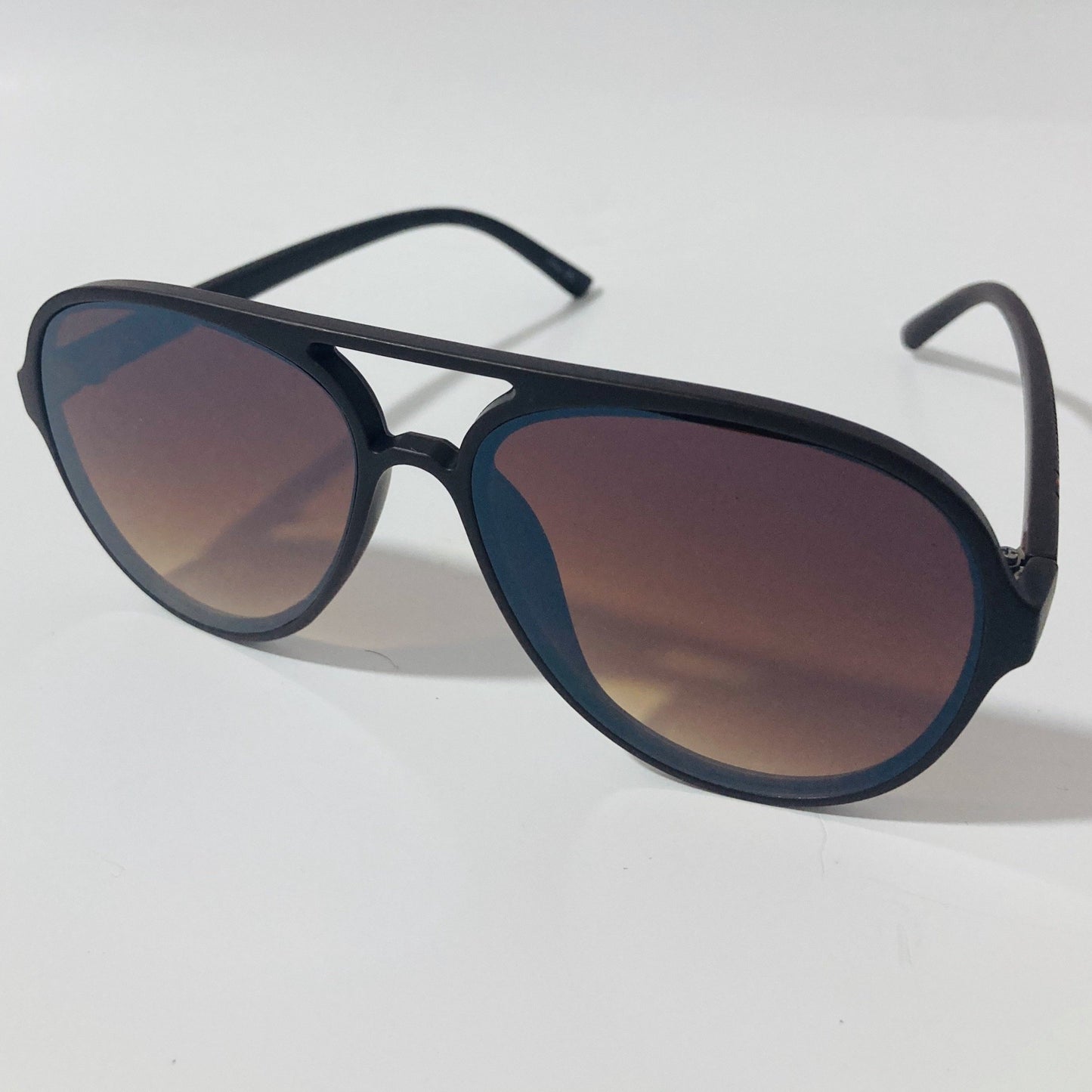 mens and womens black aviator sunglasses with brown lenses