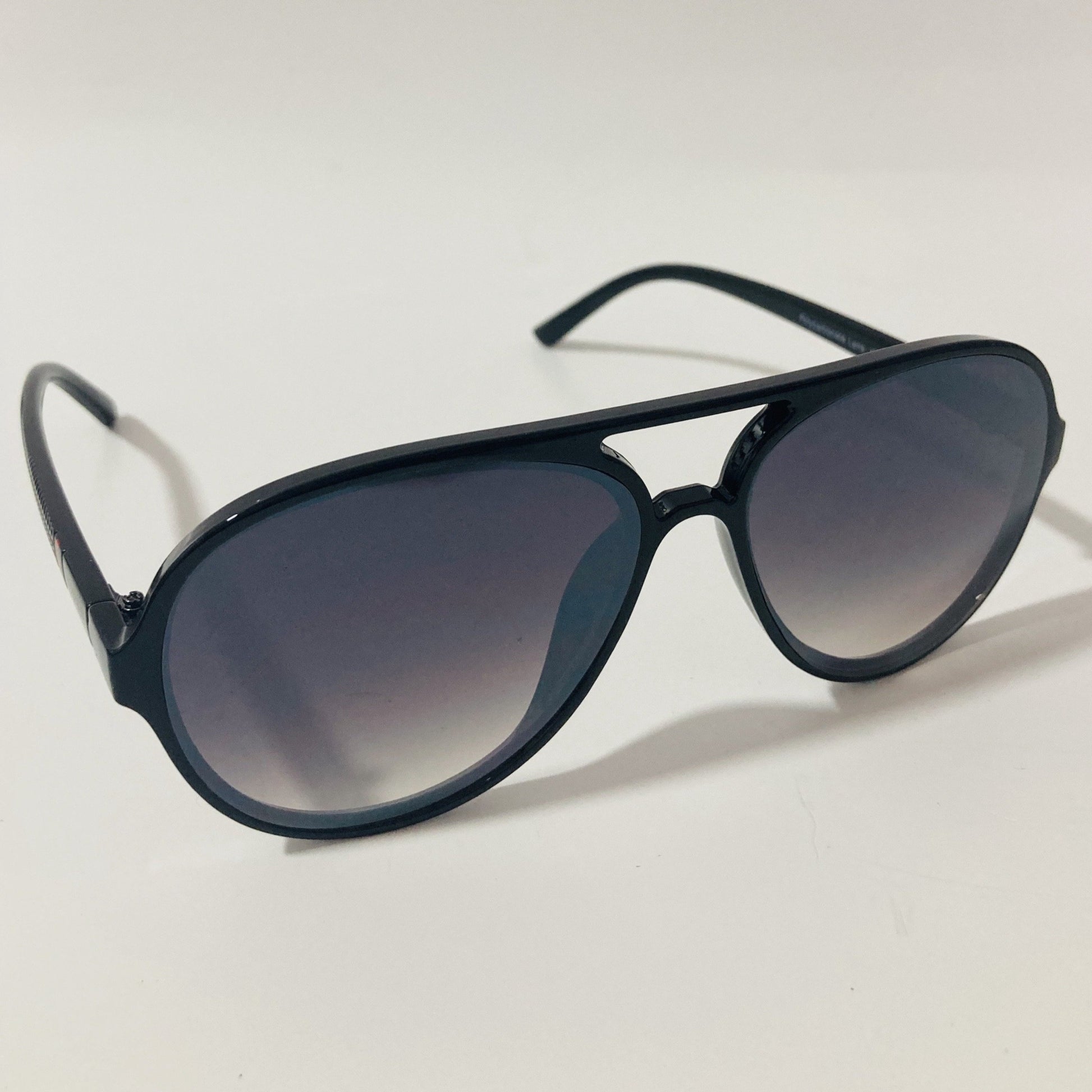 mens and womens black aviator sunglasses with black lenses