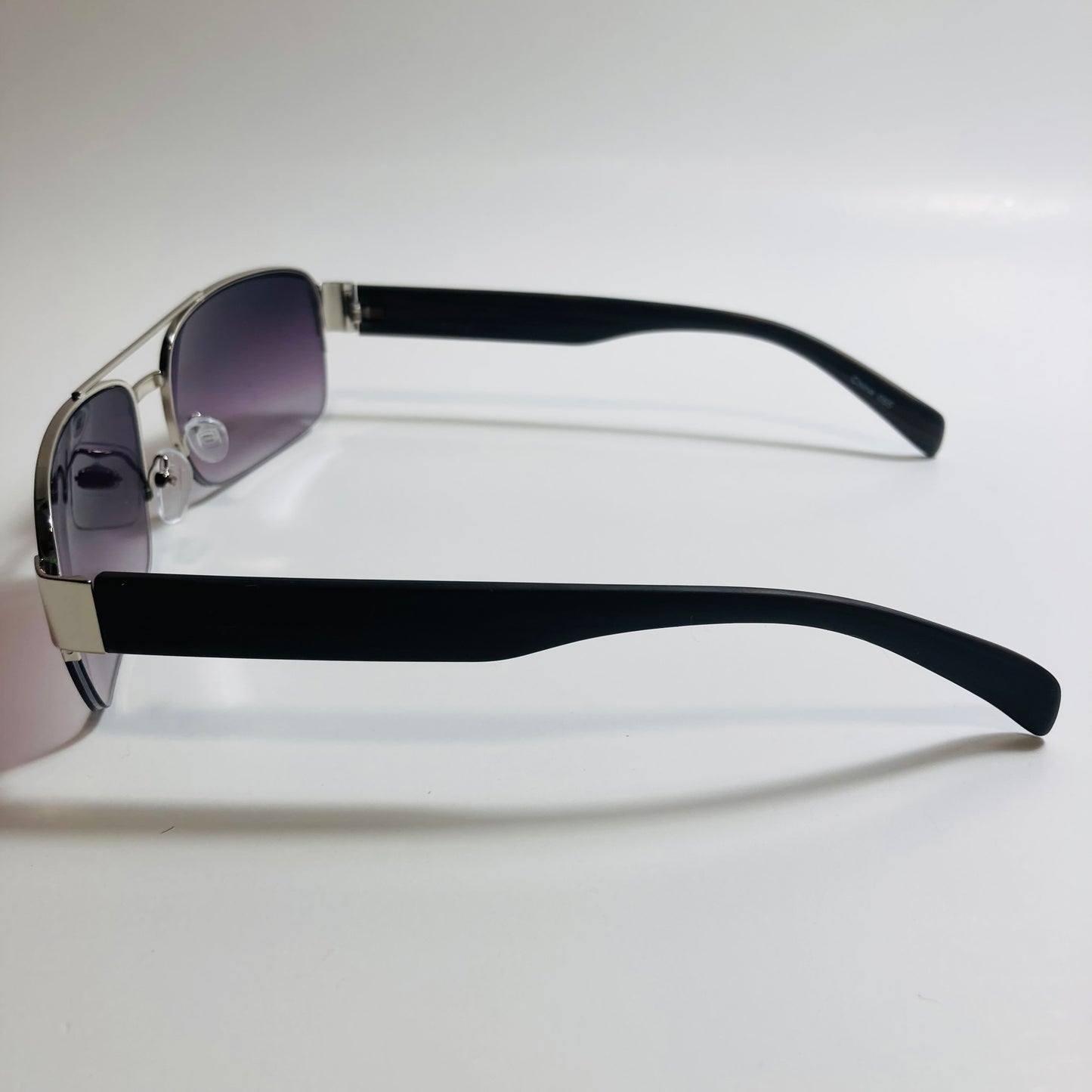 mens silver and black square sunglasses with crossbar