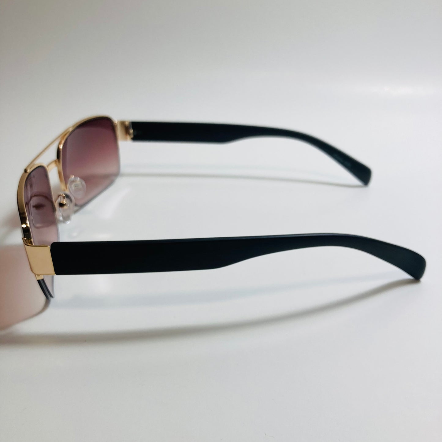 mens gold and brown square sunglasses with crossbar