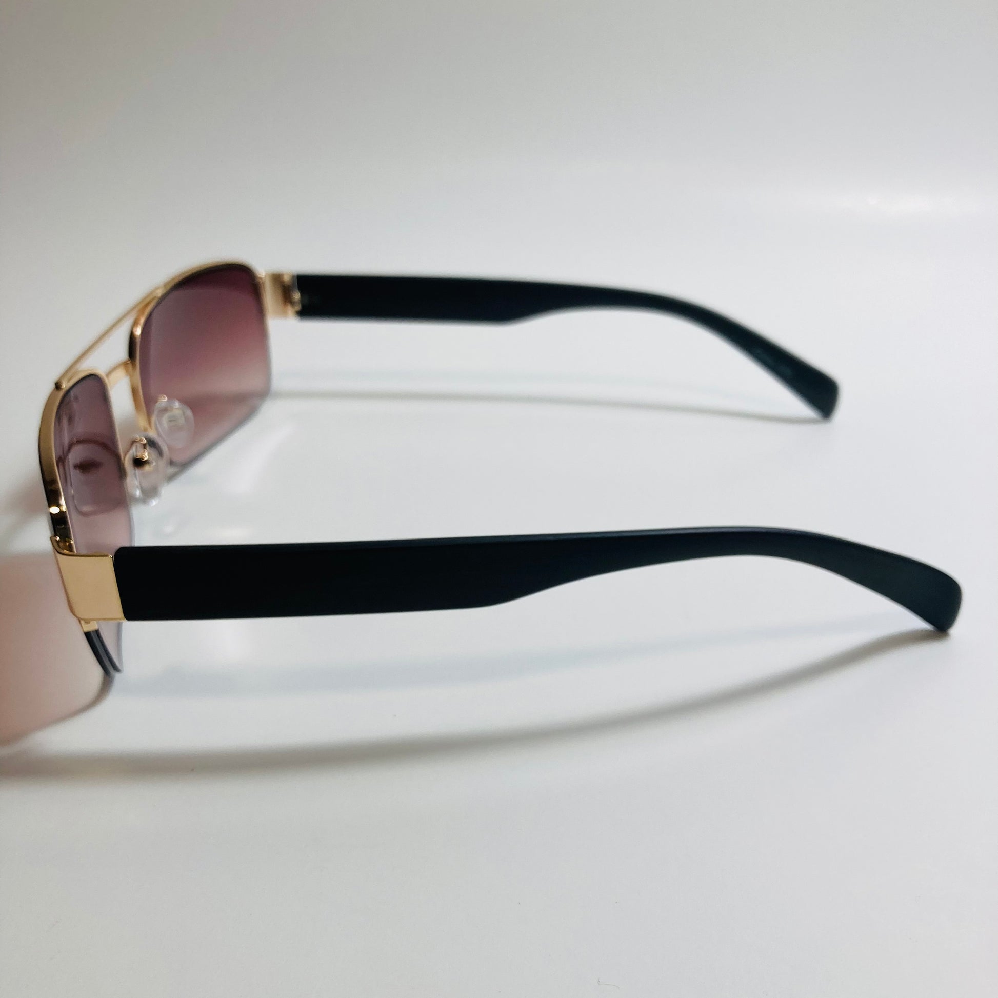 mens gold and brown square sunglasses with crossbar
