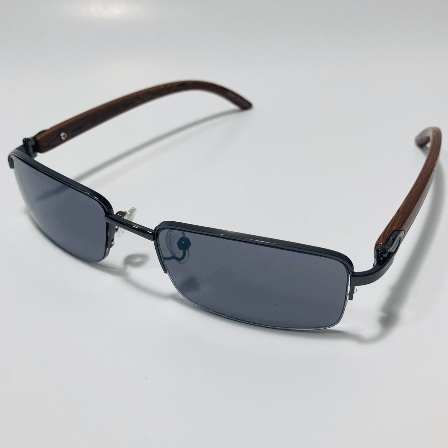 black Mens and womens metal square sunglasses half rim