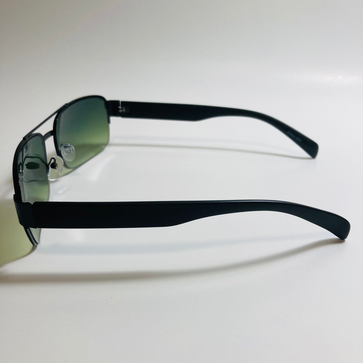 mens green and black square sunglasses with crossbar