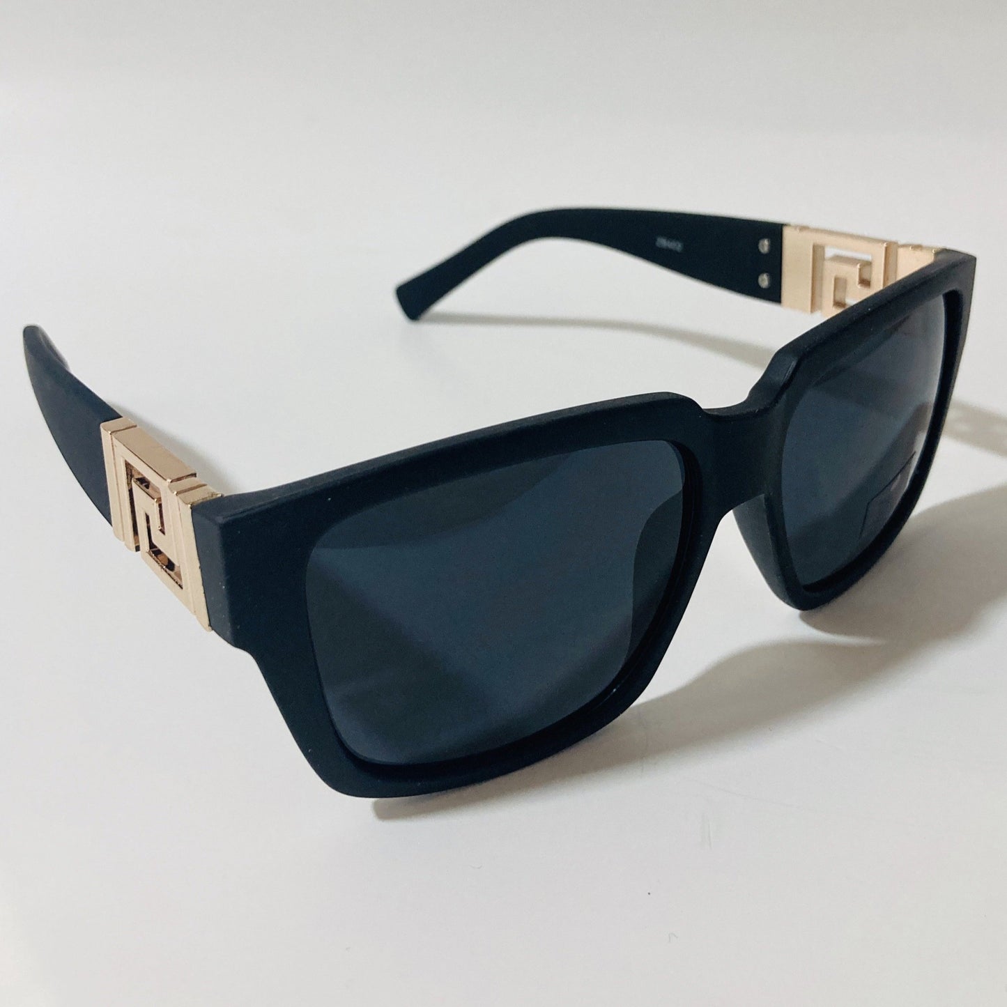 mens and womens square black and gold sunglasses