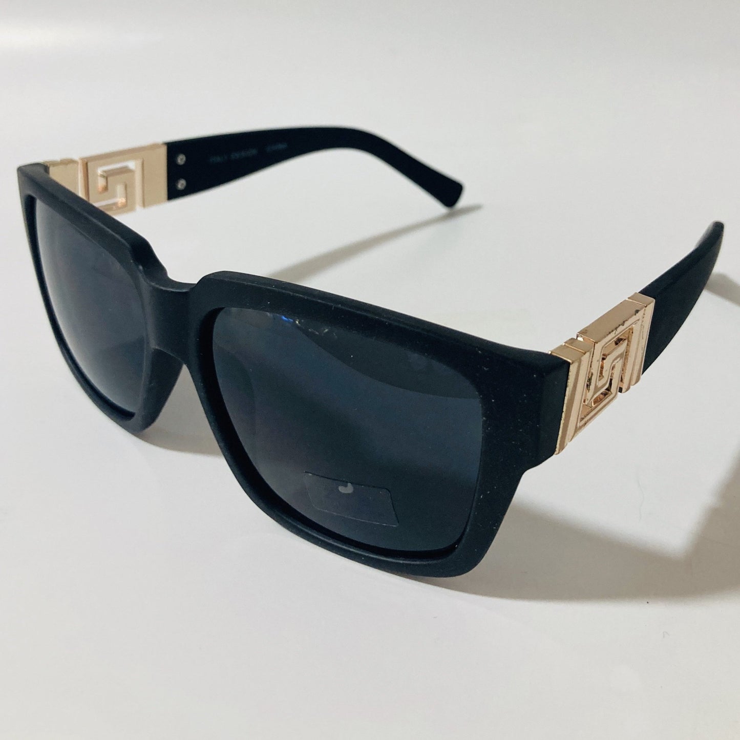 mens and womens square black and gold sunglasses