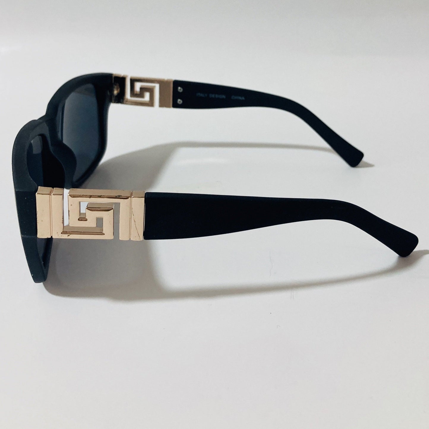 mens and womens square black and gold sunglasses