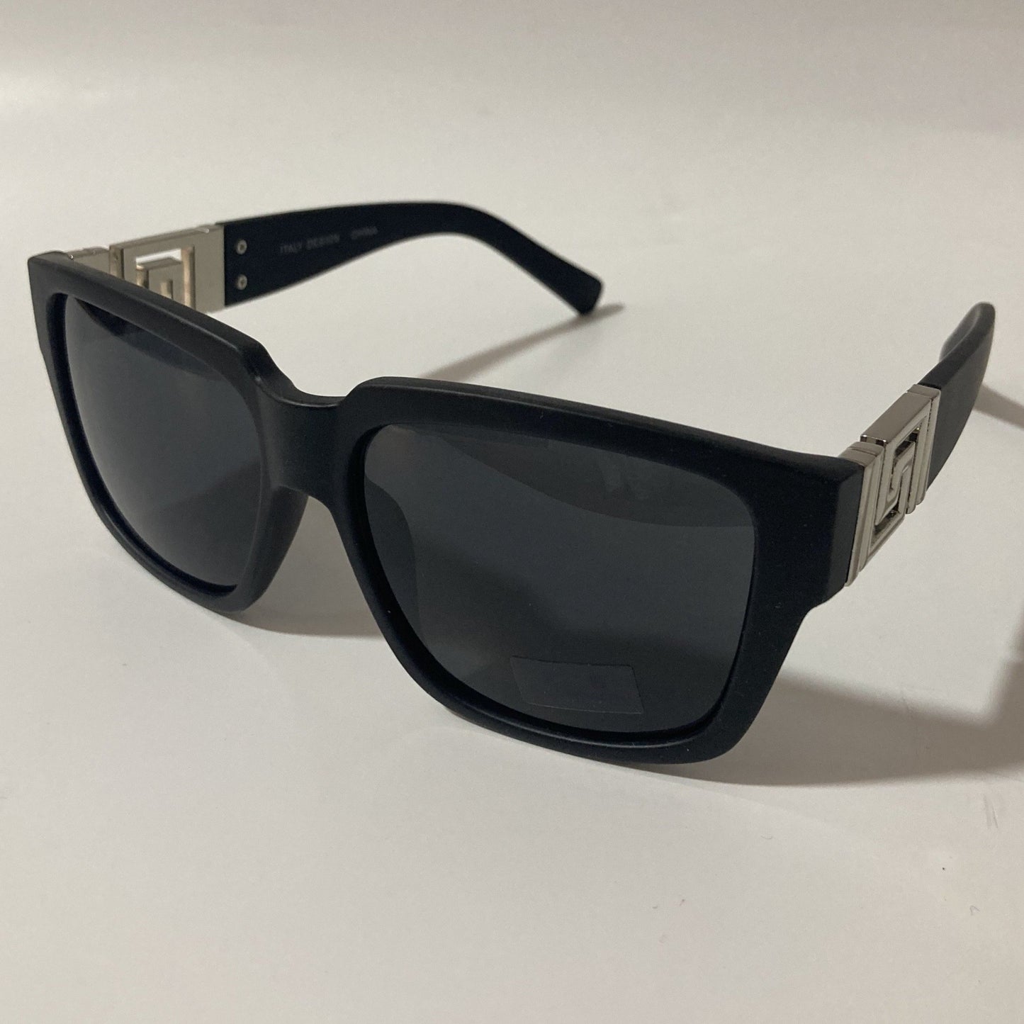 mens and womens square black and silver sunglasses